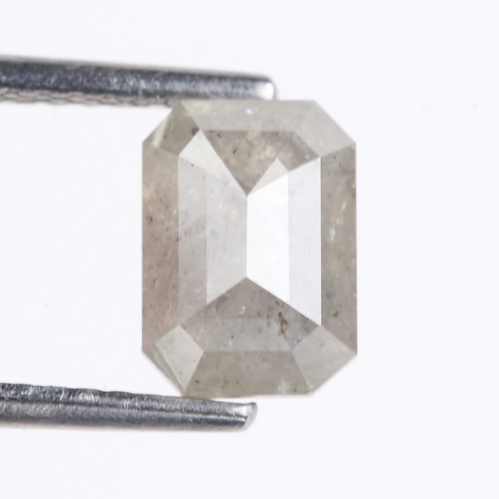 1.49 Carat Natural Gray Emerald Cut Salt And Pepper Diamond 7.31 MM