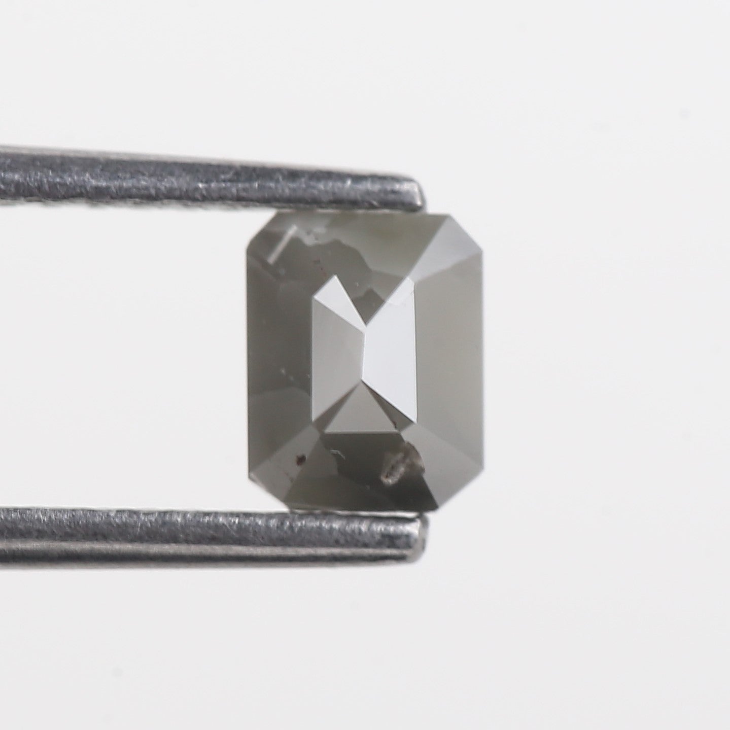 0.62 Carat Grey Emerald Cut Natural Salt And Pepper Diamond 5.28 MM