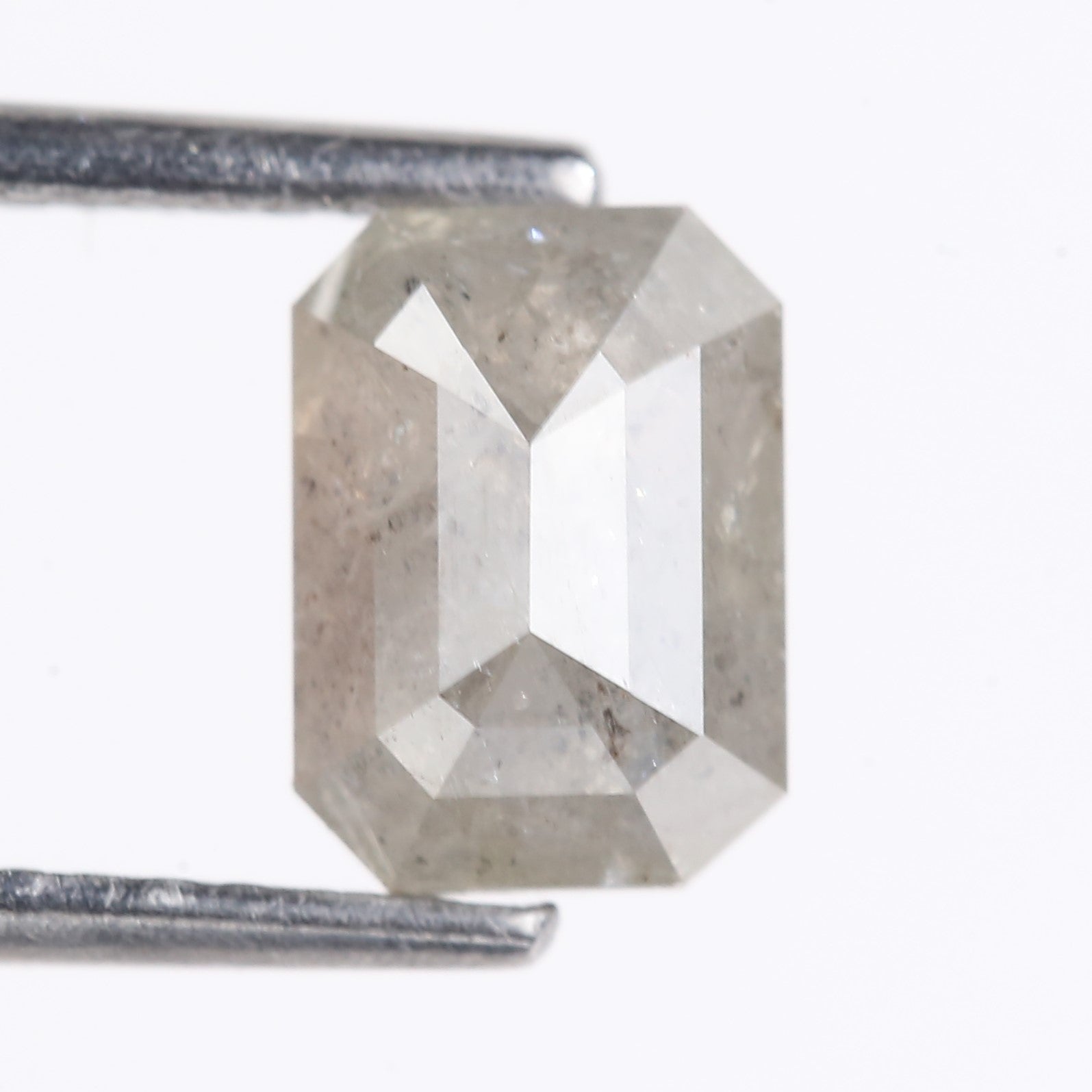 1.49 Carat Natural Gray Emerald Cut Salt And Pepper Diamond 7.31 MM