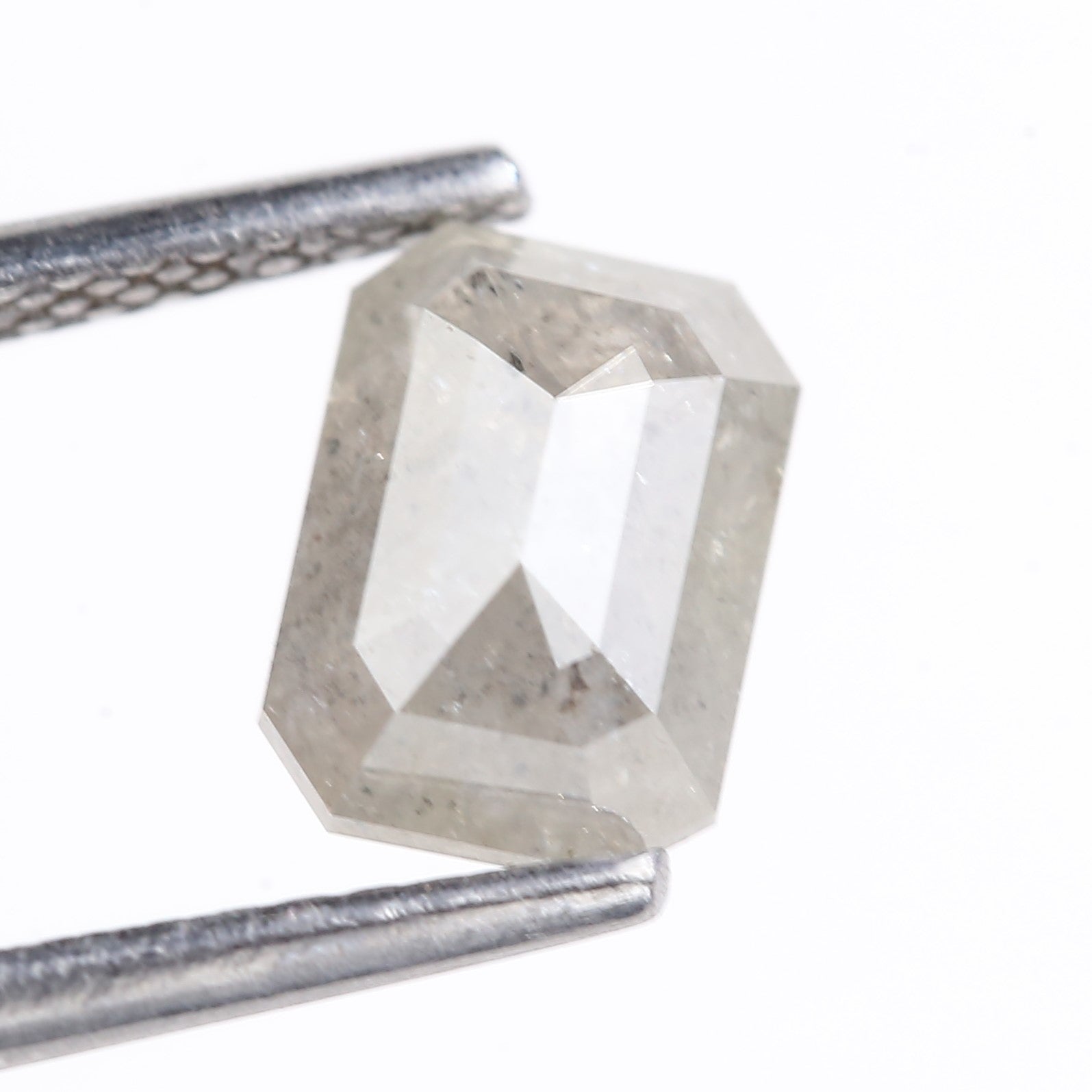 1.49 Carat Natural Gray Emerald Cut Salt And Pepper Diamond 7.31 MM