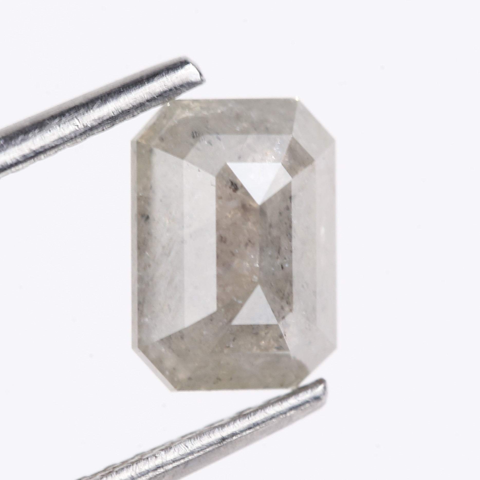 1.49 Carat Natural Gray Emerald Cut Salt And Pepper Diamond 7.31 MM
