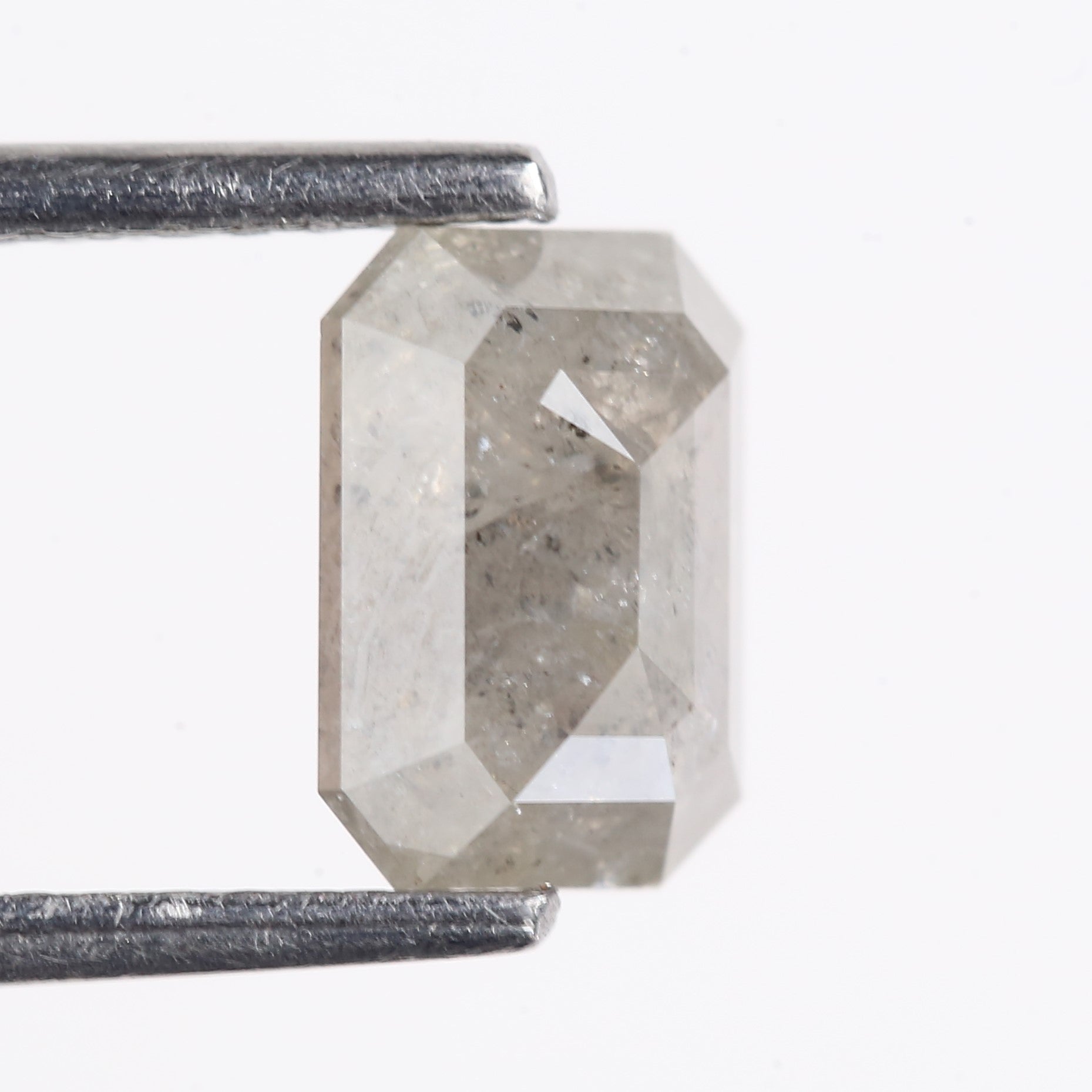 1.49 Carat Natural Gray Emerald Cut Salt And Pepper Diamond 7.31 MM