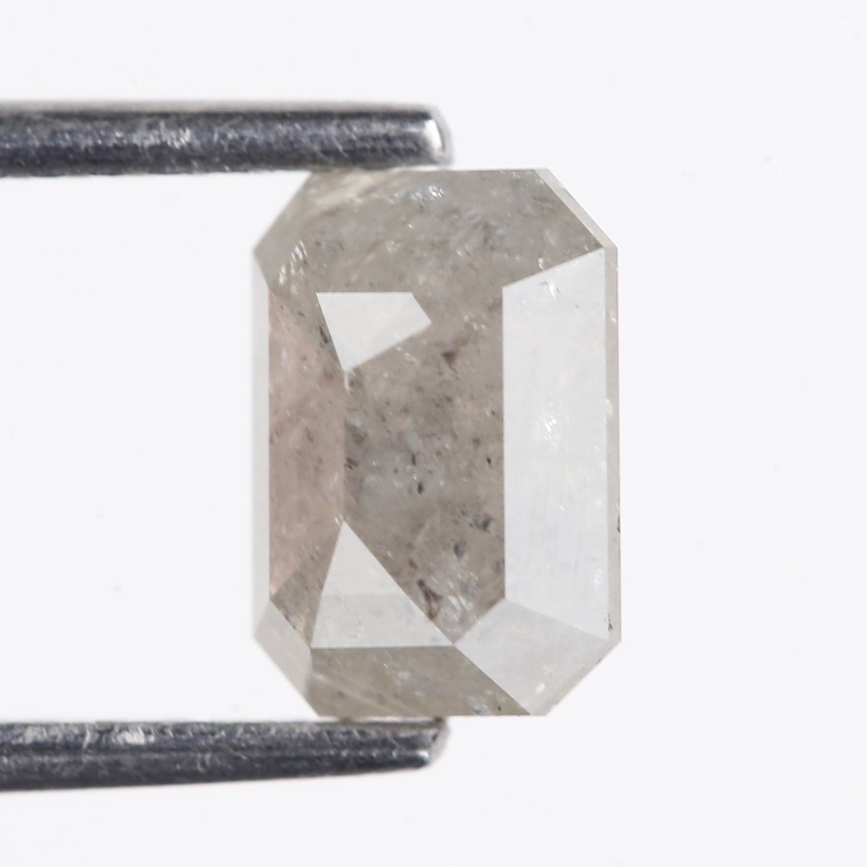 1.49 Carat Natural Gray Emerald Cut Salt And Pepper Diamond 7.31 MM