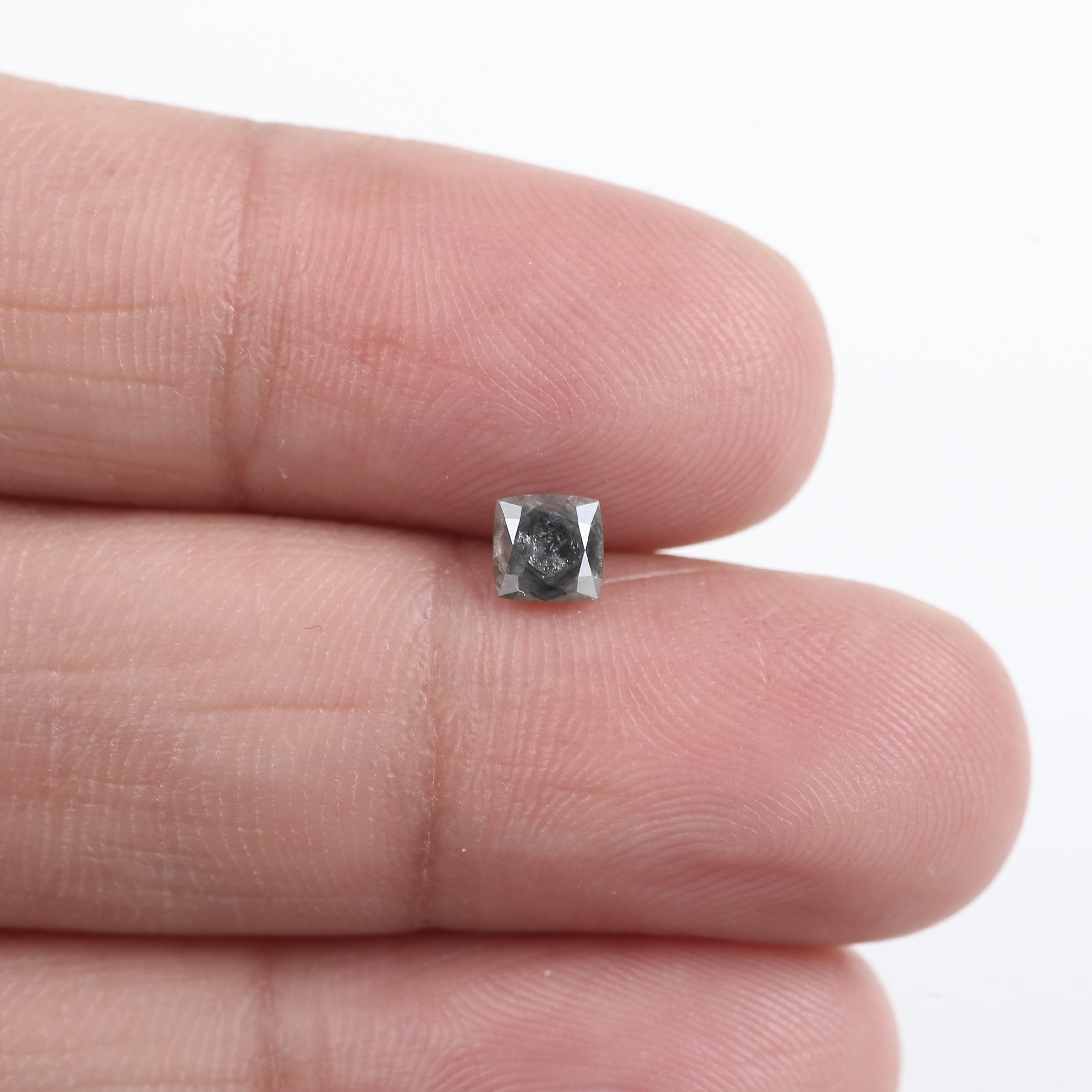 0.46 Carat Cushion Cut Natural Black Salt and Pepper Diamond 4.10 MM