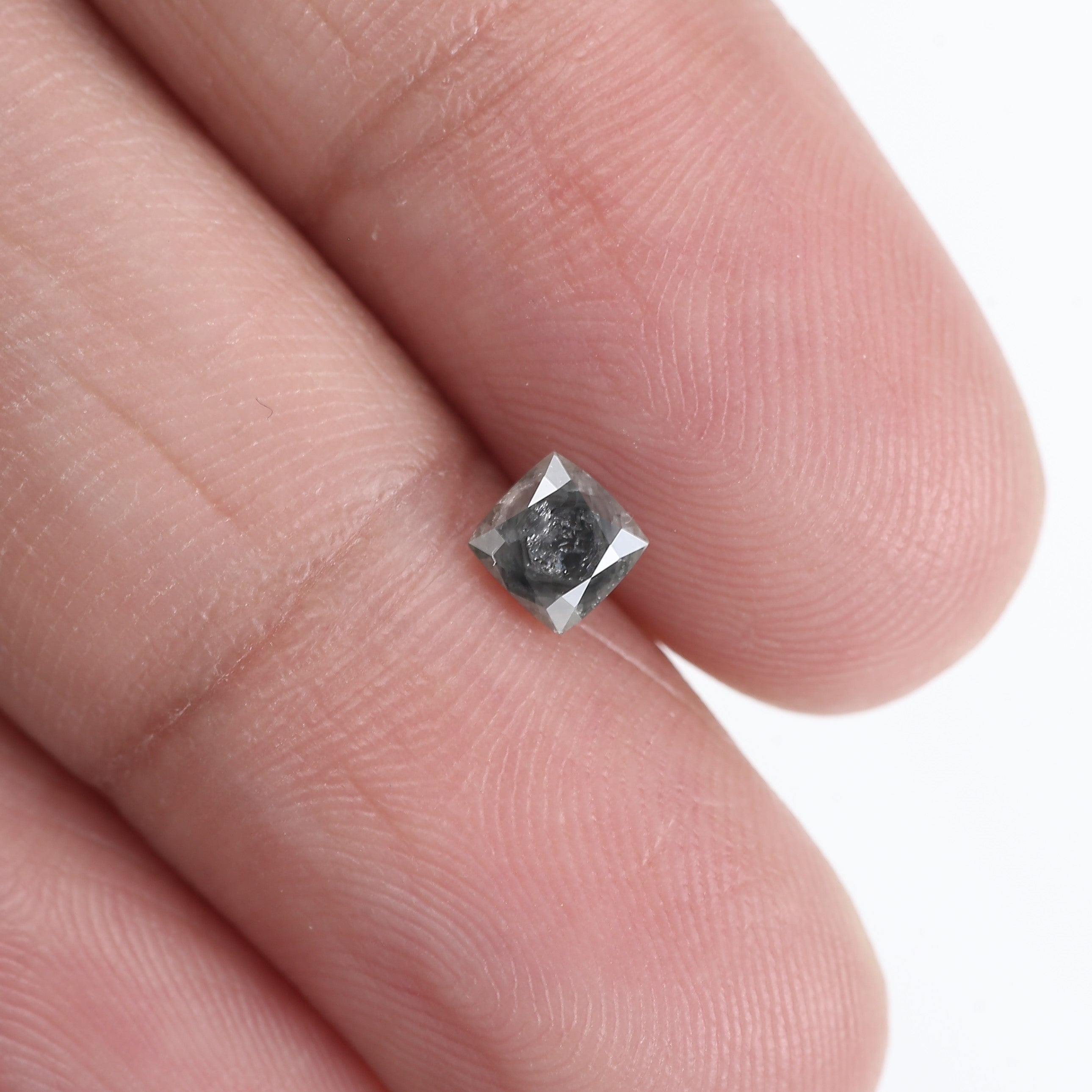0.46 Carat Cushion Cut Natural Black Salt and Pepper Diamond 4.10 MM