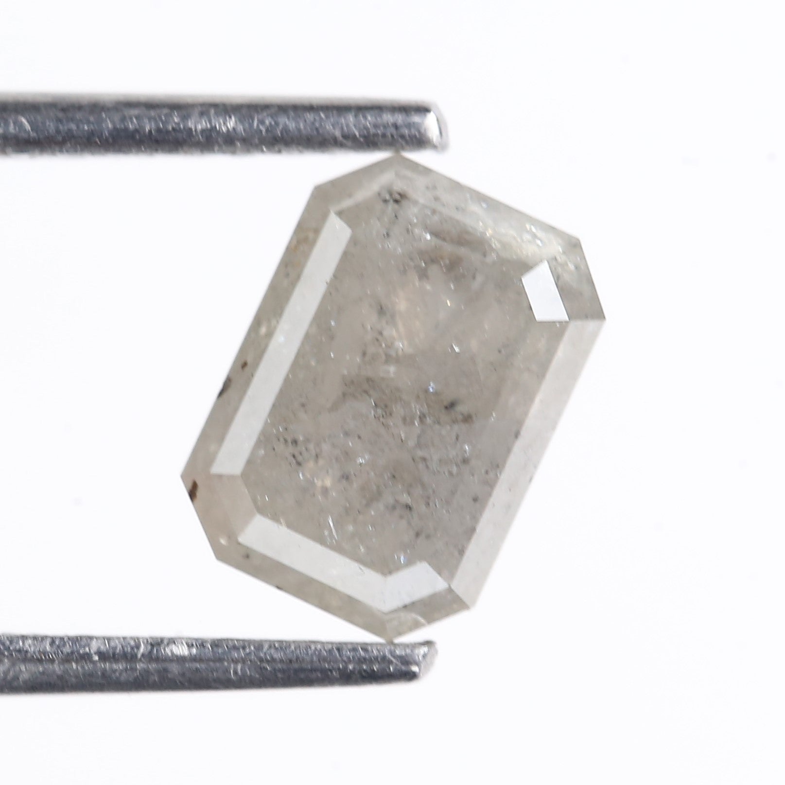 1.49 Carat Natural Gray Emerald Cut Salt And Pepper Diamond 7.31 MM