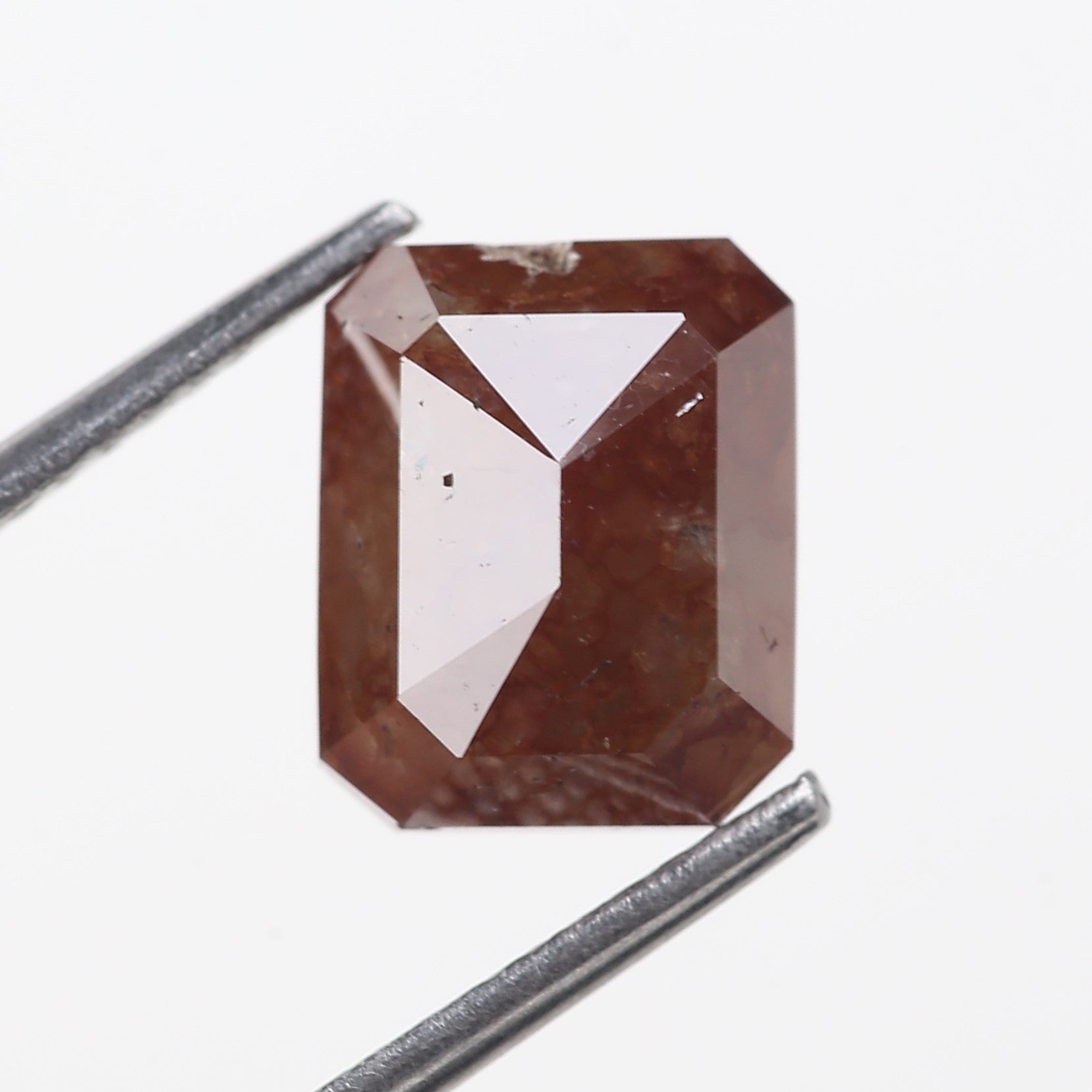 3.39 Carat Natural Brown Emerald Cut Salt And Pepper Diamond 8.86 MM