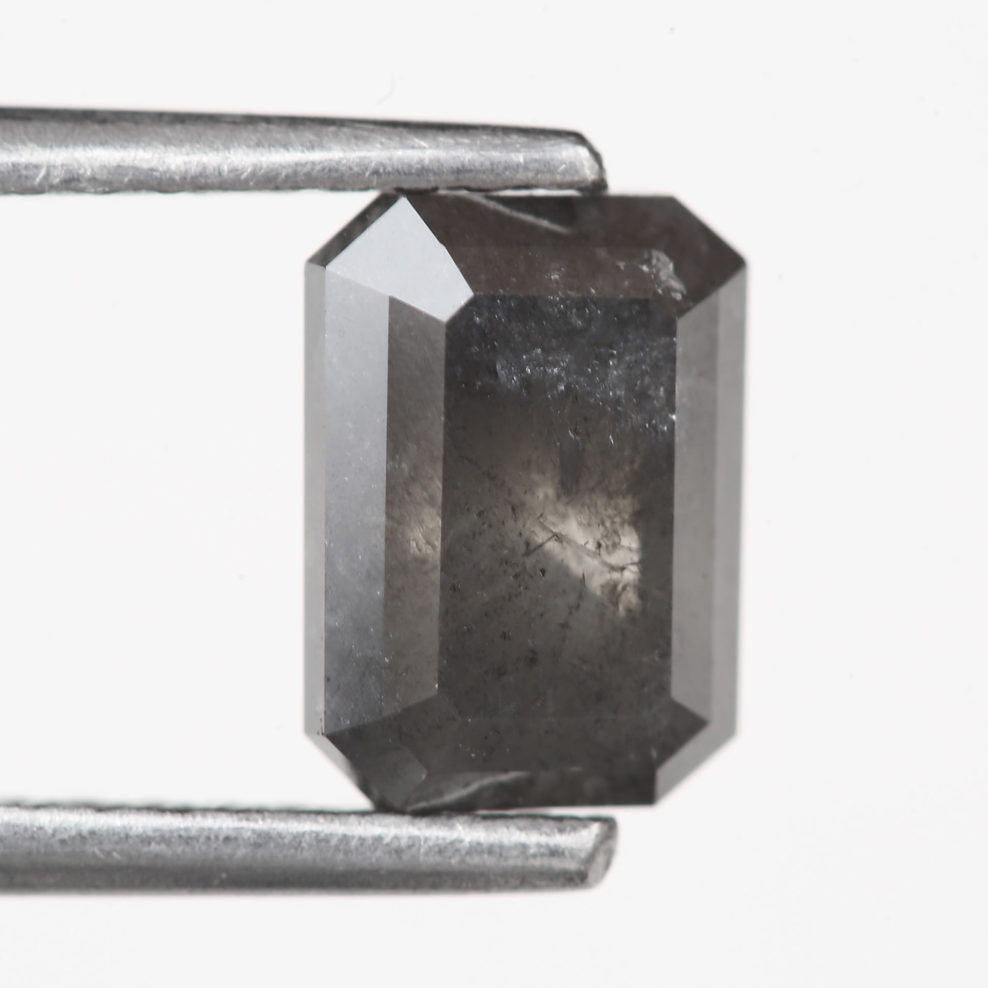 1.54 Carat 7 MM Fancy Gray Emerald Cut Salt and Pepper Diamond - Blackdiamond