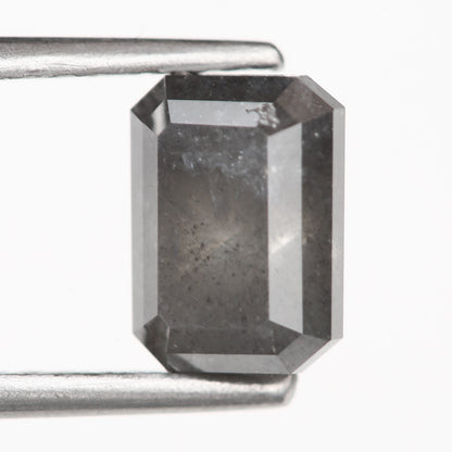 1.54 Carat 7 MM Fancy Gray Emerald Cut Salt and Pepper Diamond - Blackdiamond