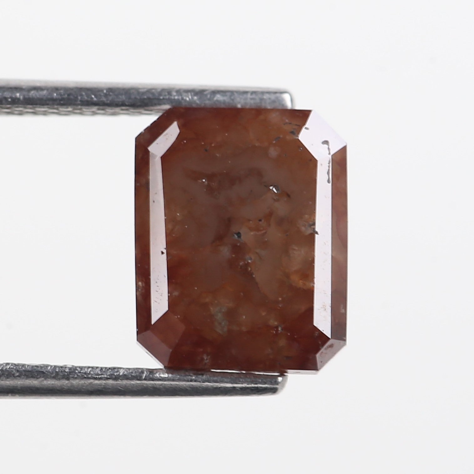 3.39 Carat Natural Brown Emerald Cut Salt And Pepper Diamond 8.86 MM