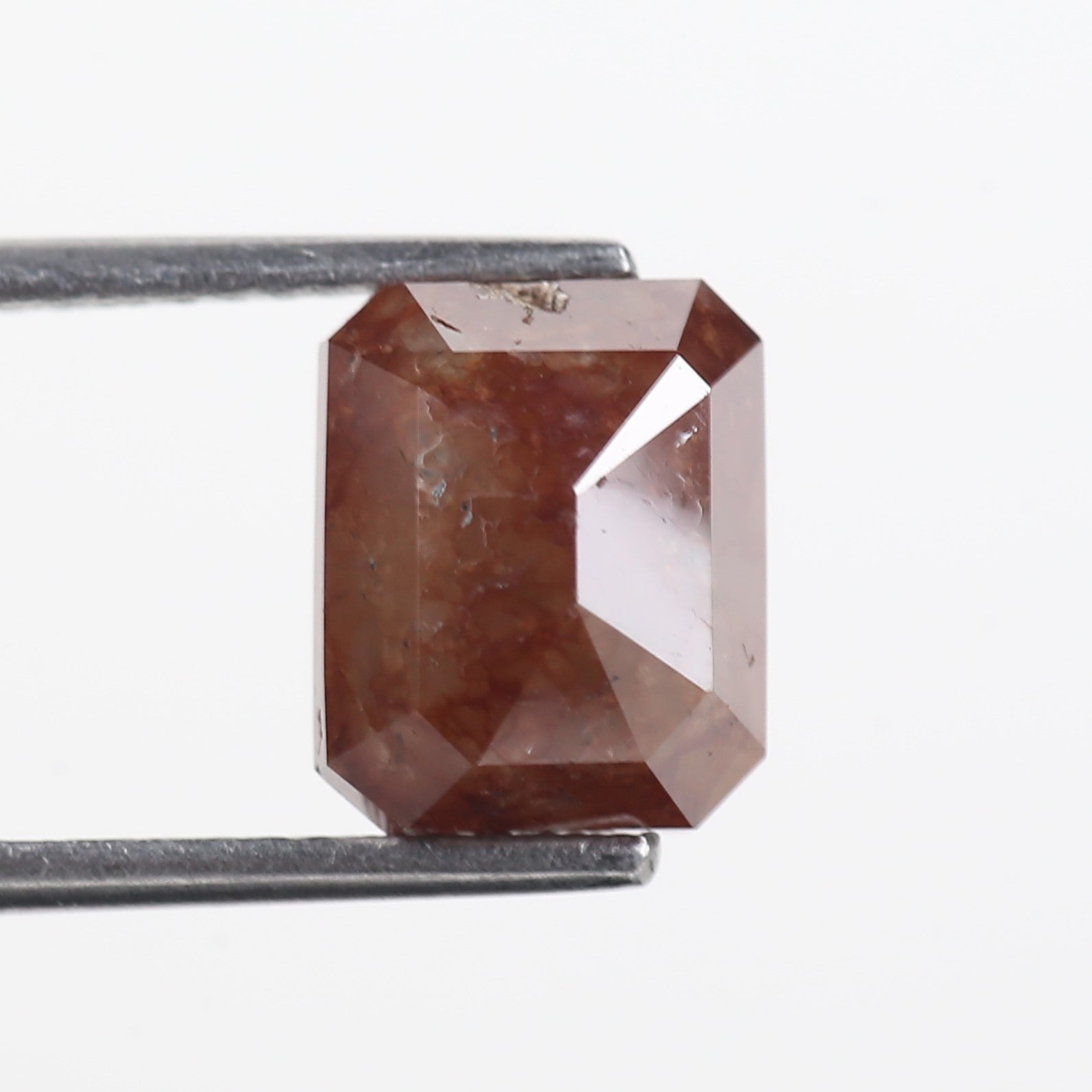 3.39 Carat Natural Brown Emerald Cut Salt And Pepper Diamond 8.86 MM