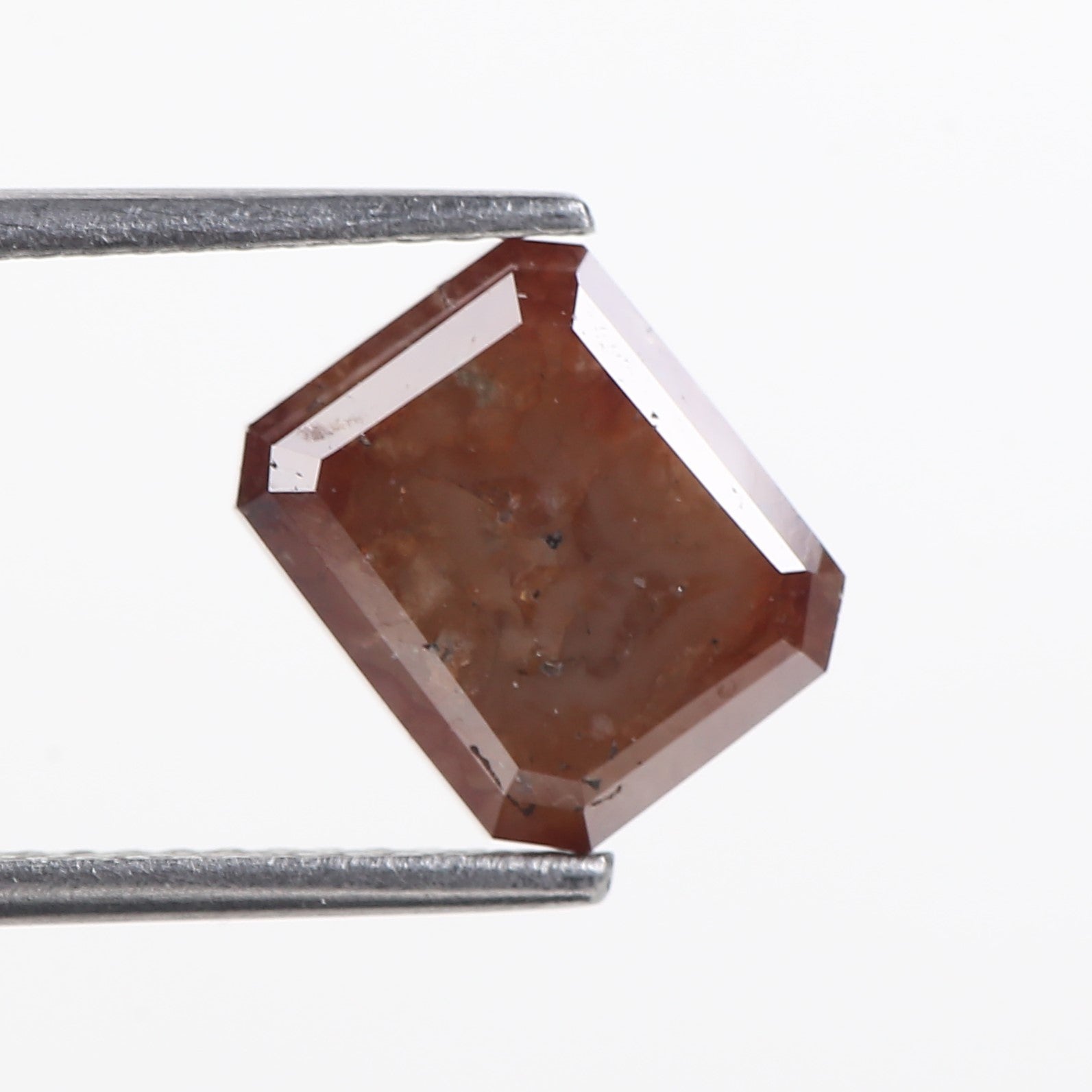 3.39 Carat Natural Brown Emerald Cut Salt And Pepper Diamond 8.86 MM