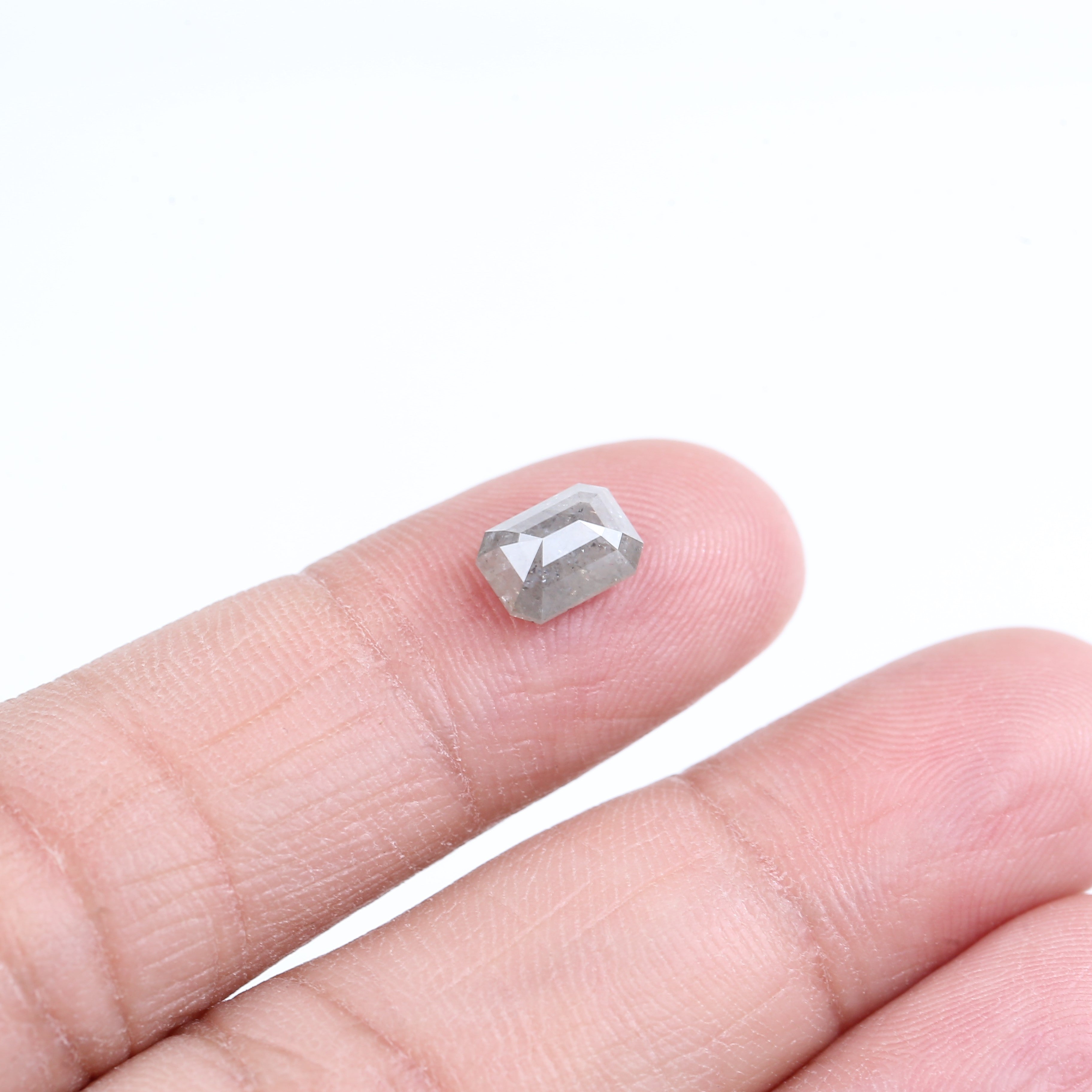 1.49 Carat Natural Gray Emerald Cut Salt And Pepper Diamond 7.31 MM