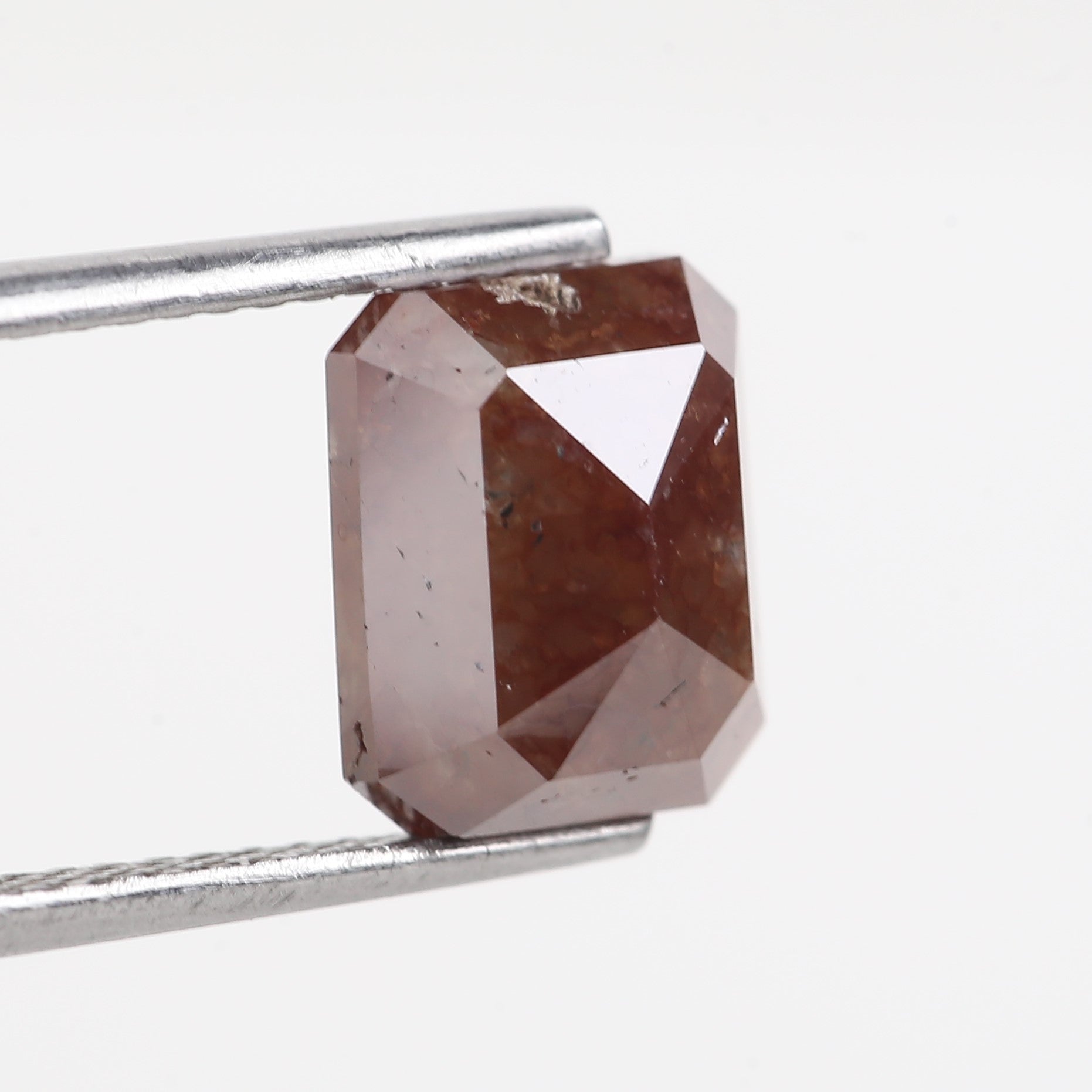 3.39 Carat Natural Brown Emerald Cut Salt And Pepper Diamond 8.86 MM