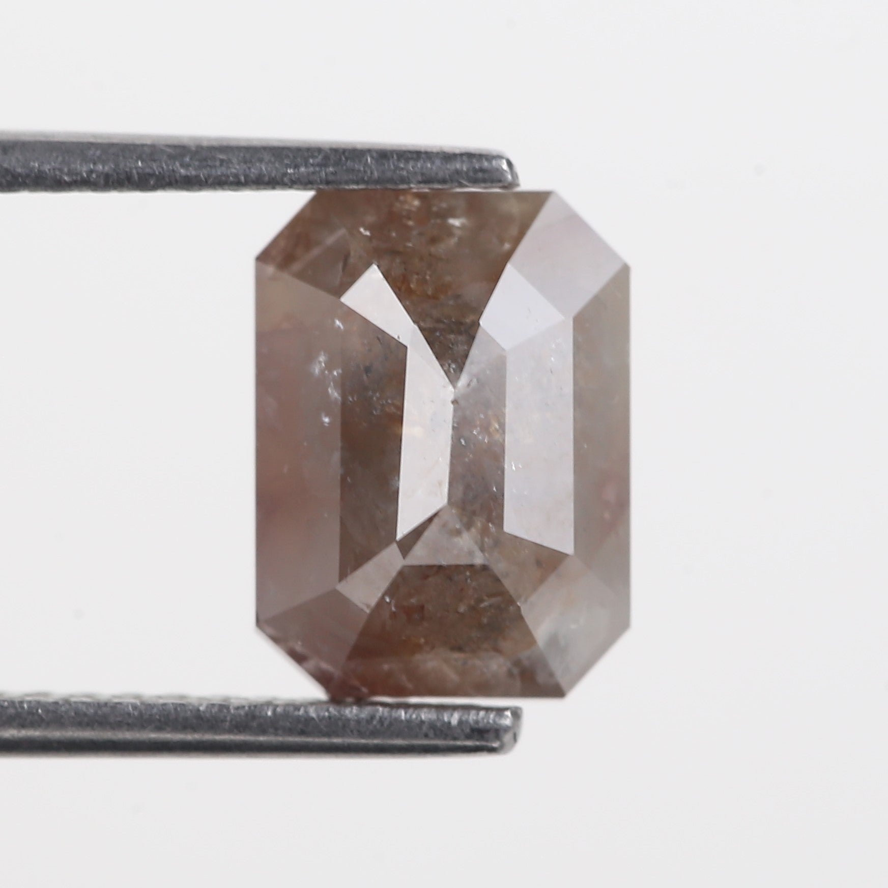 2.50 Carat Brown Emerald Cut Salt And Pepper Natural Diamond 9.07 MM