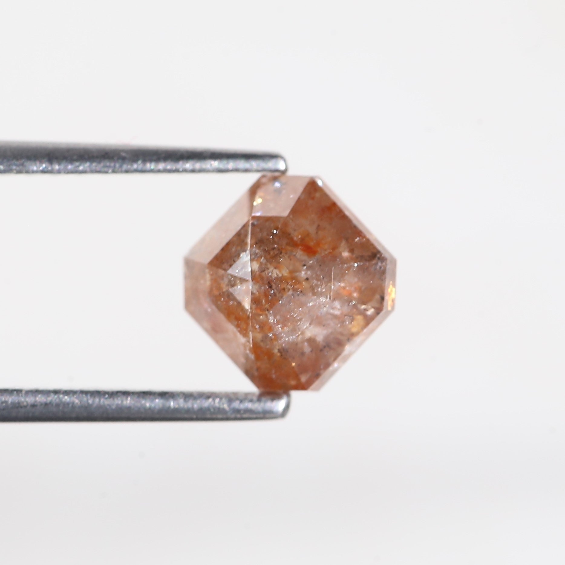 1.72 Carat Asscher Cut Orange Salt and Pepper Diamond 6.12 MM