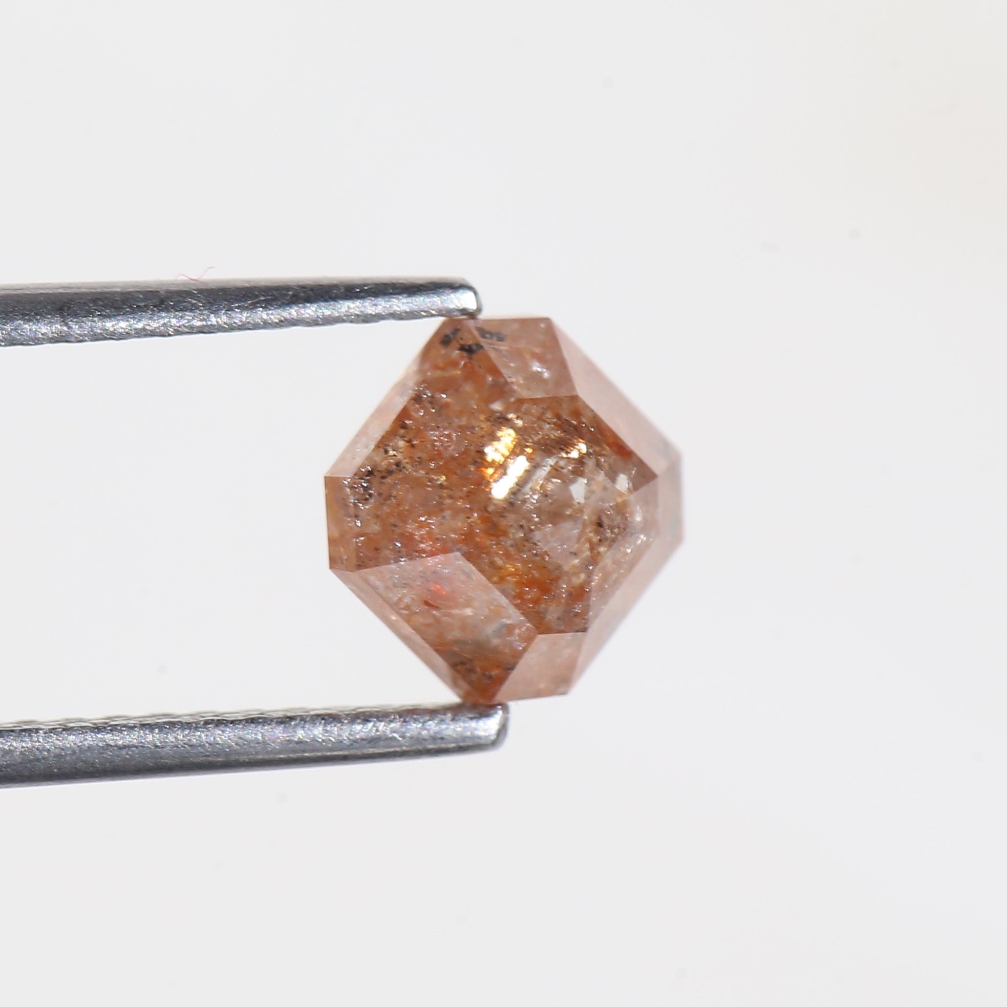 1.72 Carat Asscher Cut Orange Salt and Pepper Diamond 6.12 MM