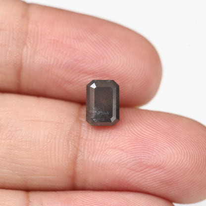 1.54 Carat 7 MM Fancy Gray Emerald Cut Salt and Pepper Diamond - Blackdiamond