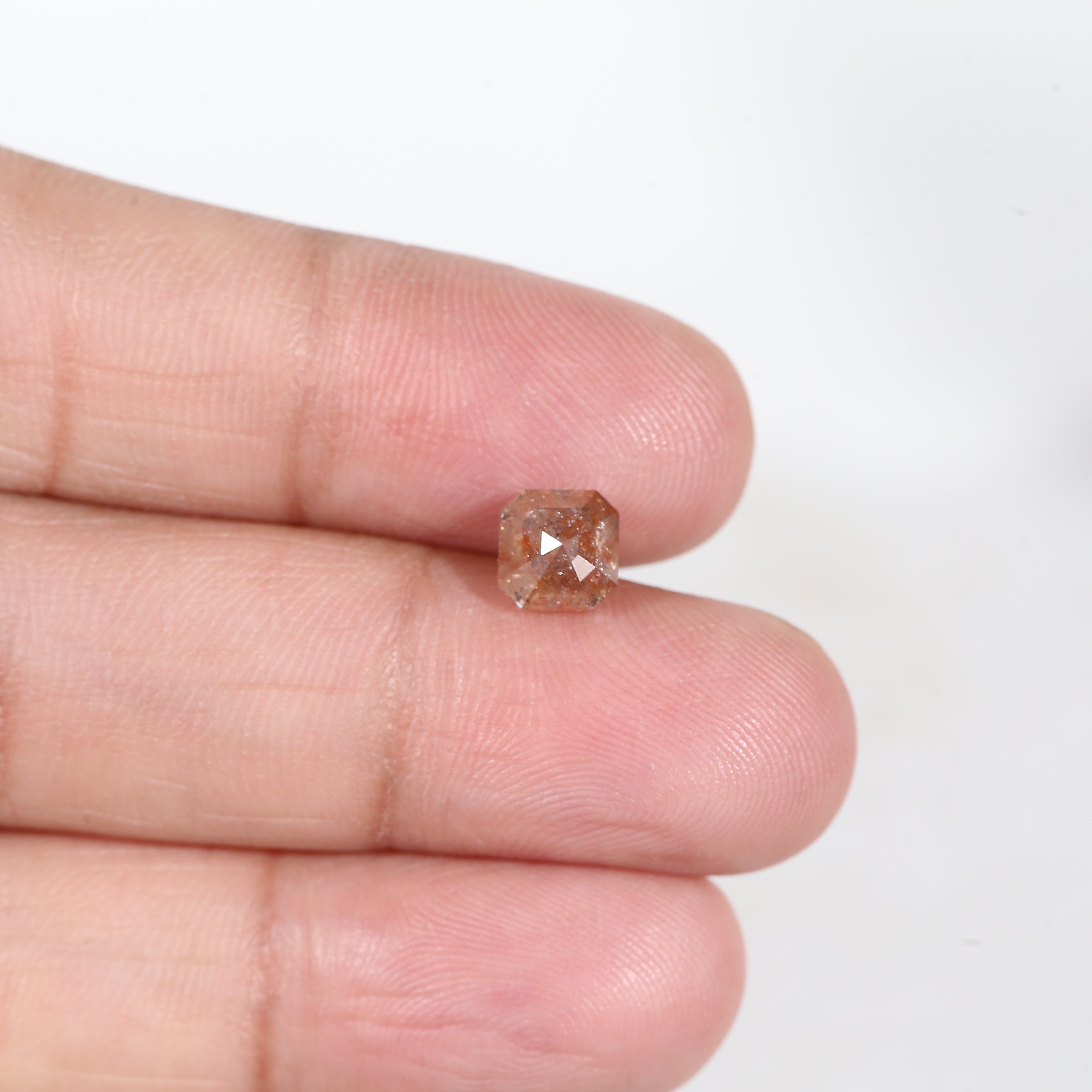 1.72 Carat Asscher Cut Orange Salt and Pepper Diamond 6.12 MM