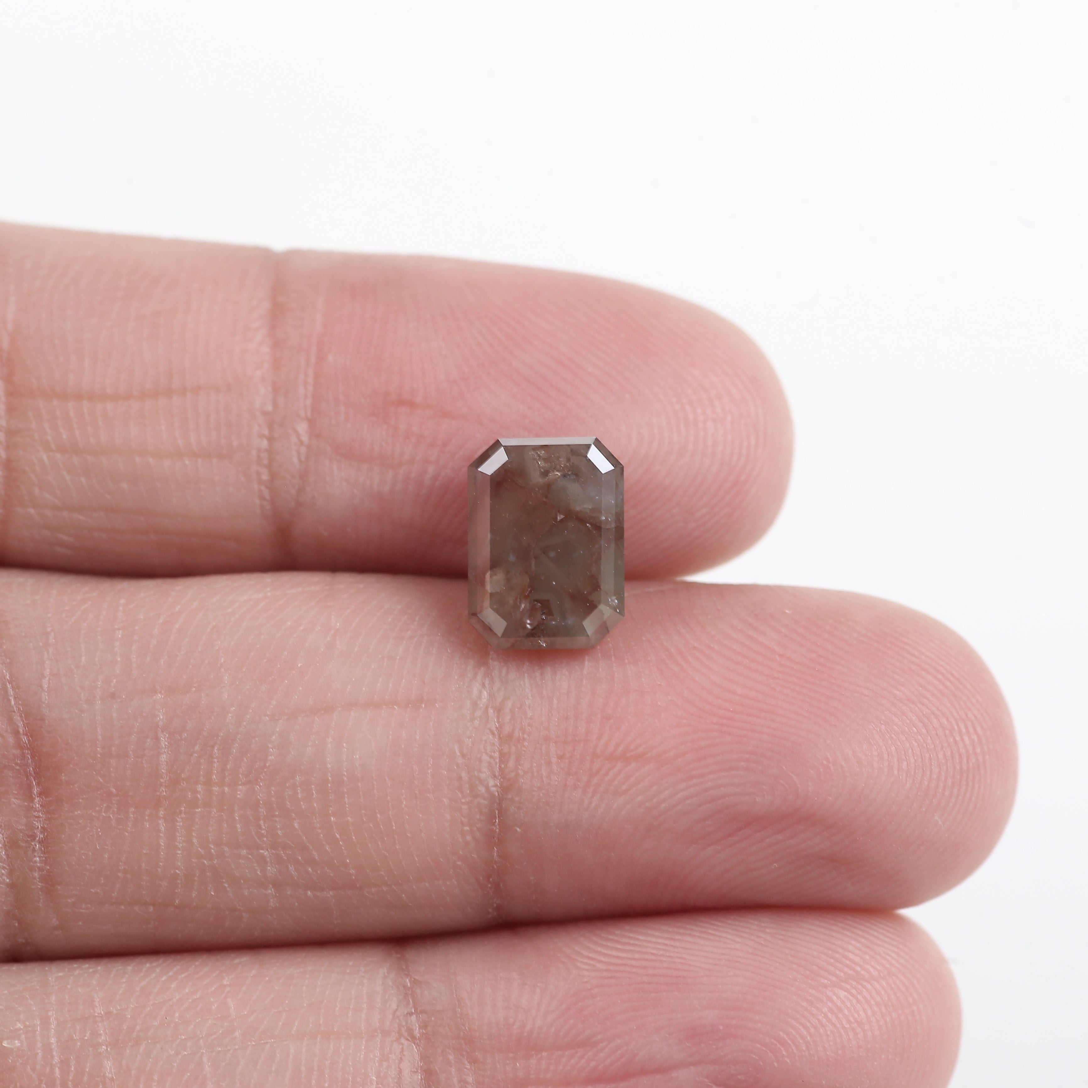 2.50 Carat Brown Emerald Cut Salt And Pepper Natural Diamond 9.07 MM