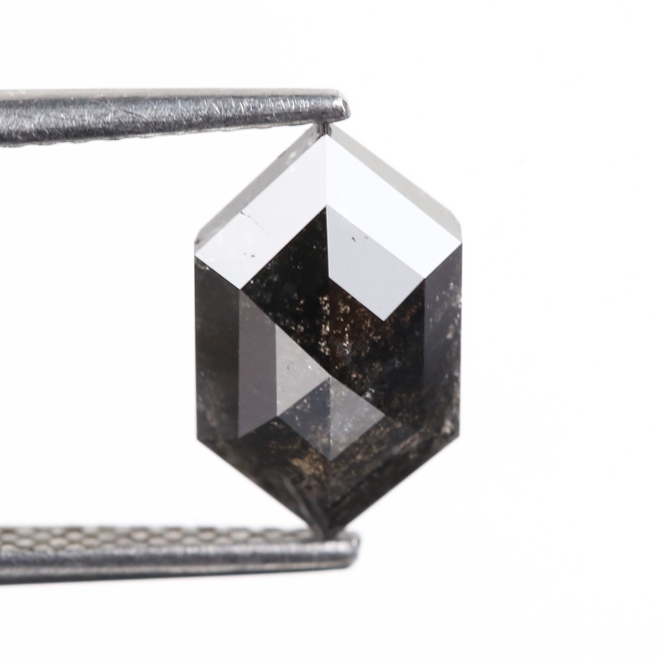 2.62 Carat Natural Black Hexagon Cut Salt And Pepper Diamond 10.59 MM