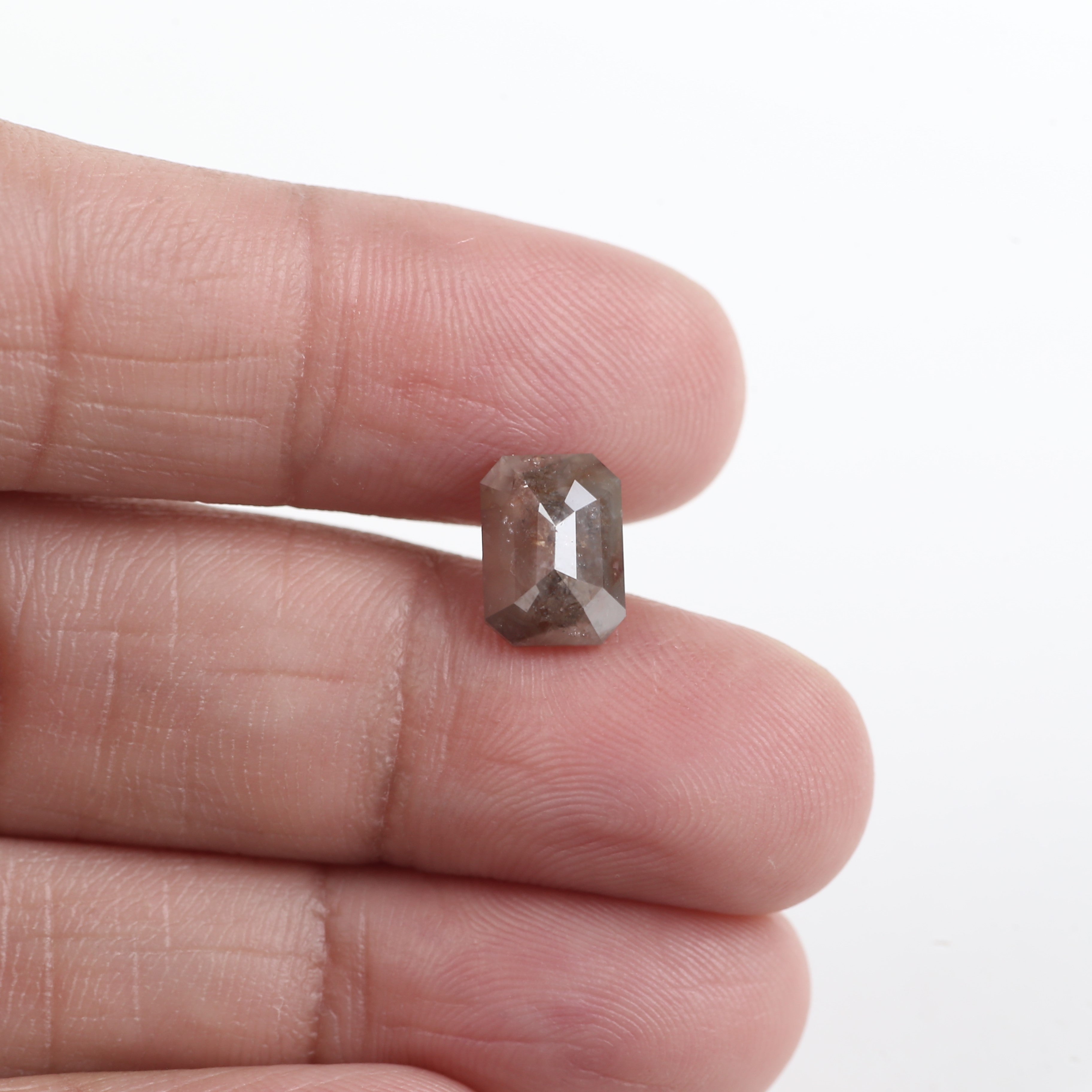 2.50 Carat Brown Emerald Cut Salt And Pepper Natural Diamond 9.07 MM