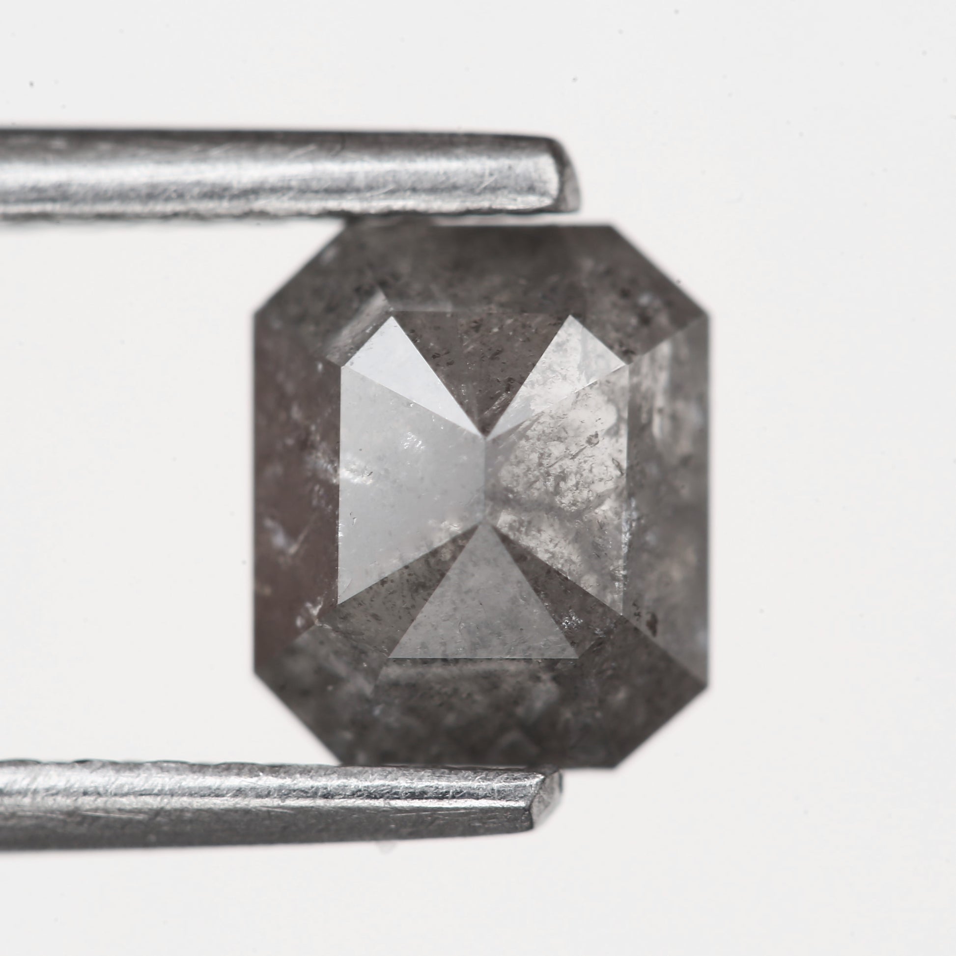 0.91 Carat 5.9 MM Fancy Gray Emerald Cut Salt and Pepper Diamond - Blackdiamond