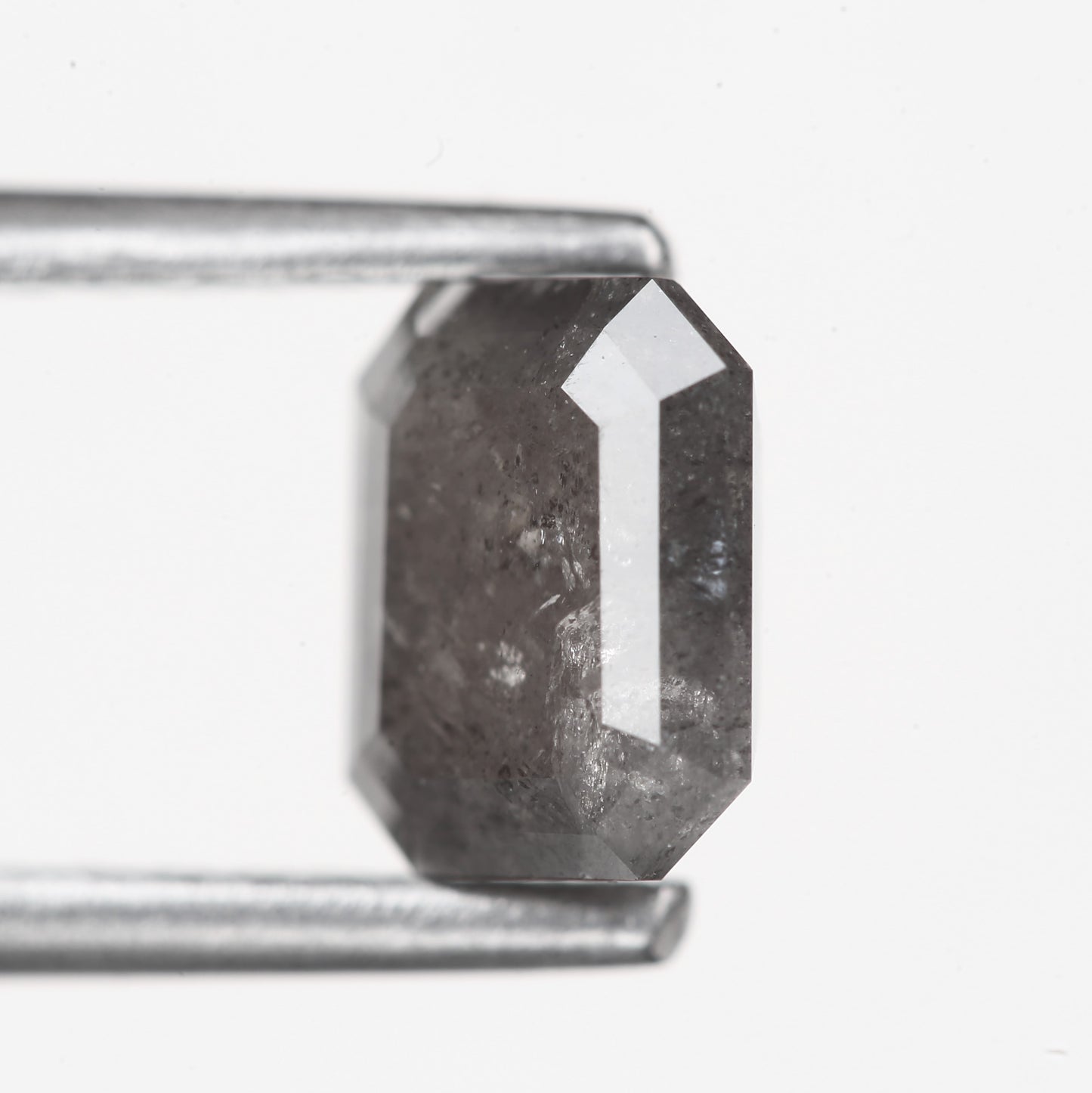 0.91 Carat 5.9 MM Fancy Gray Emerald Cut Salt and Pepper Diamond - Blackdiamond