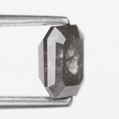 0.91 Carat 5.9 MM Fancy Gray Emerald Cut Salt and Pepper Diamond - Blackdiamond