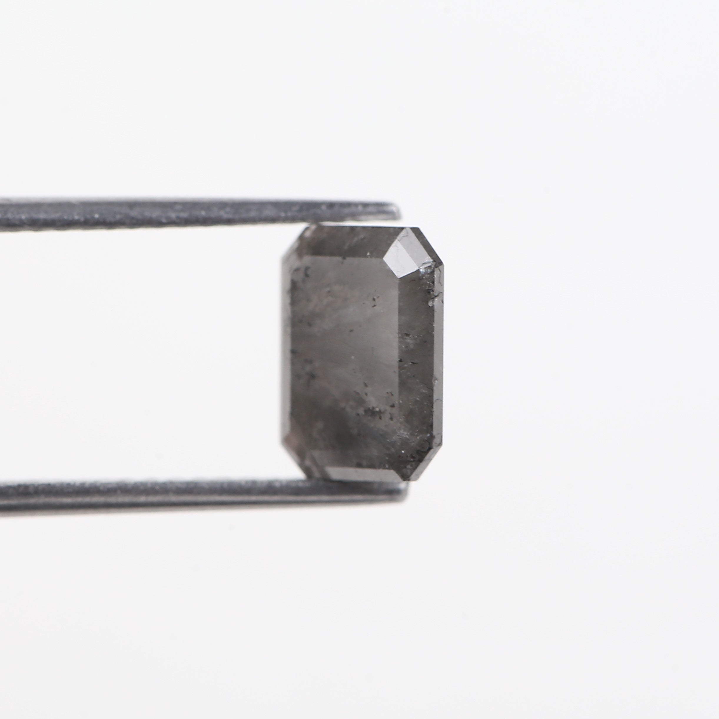 2.11 Carat Grey Emerald Cut Salt And Pepper Natural Diamond 8.46 MM