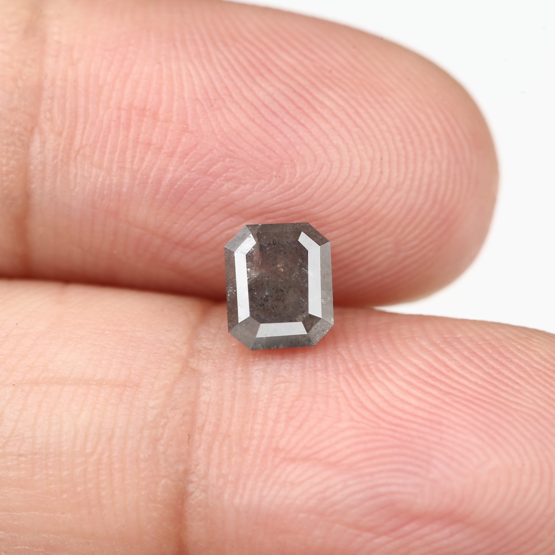 0.91 Carat 5.9 MM Fancy Gray Emerald Cut Salt and Pepper Diamond - Blackdiamond