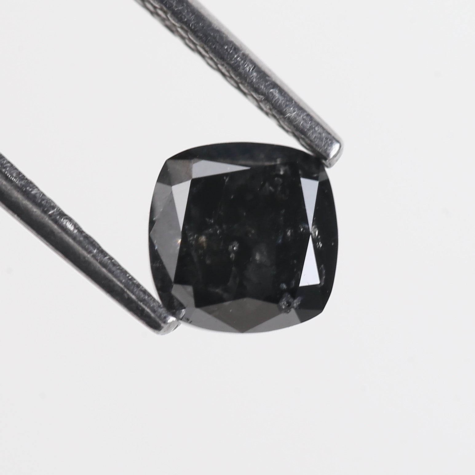 0.93 Carat Cushion Salt and Pepper For Black Diamond Ring Engagement
