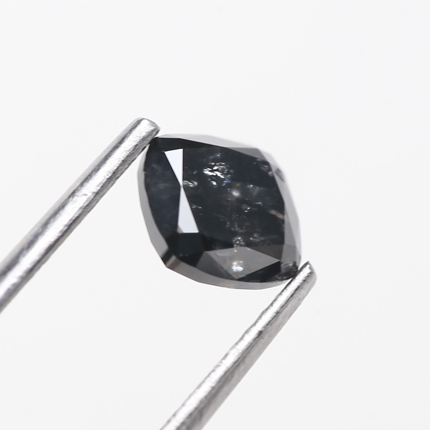 0.93 Carat Cushion Salt and Pepper For Black Diamond Ring Engagement