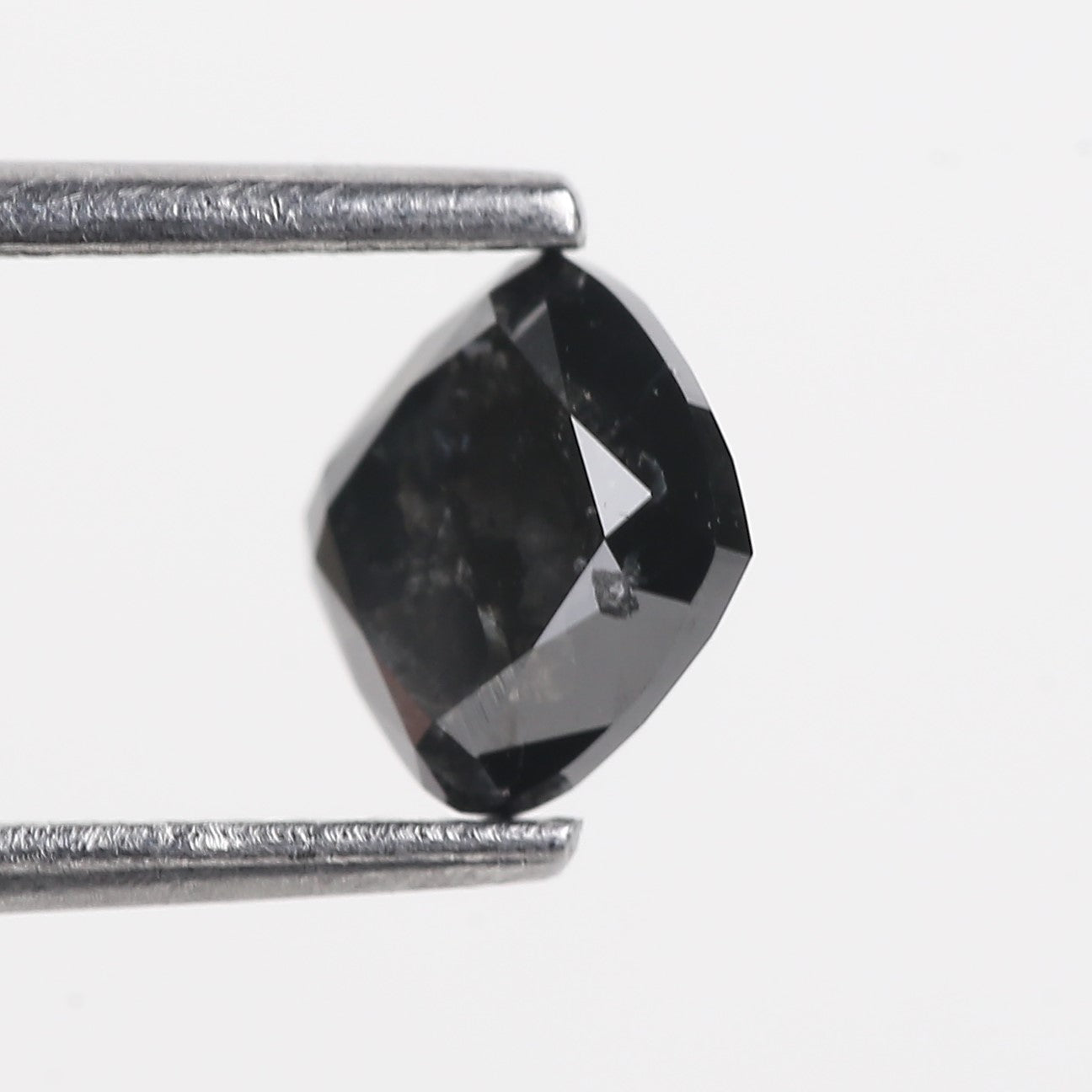 0.93 Carat Cushion Salt and Pepper For Black Diamond Ring Engagement