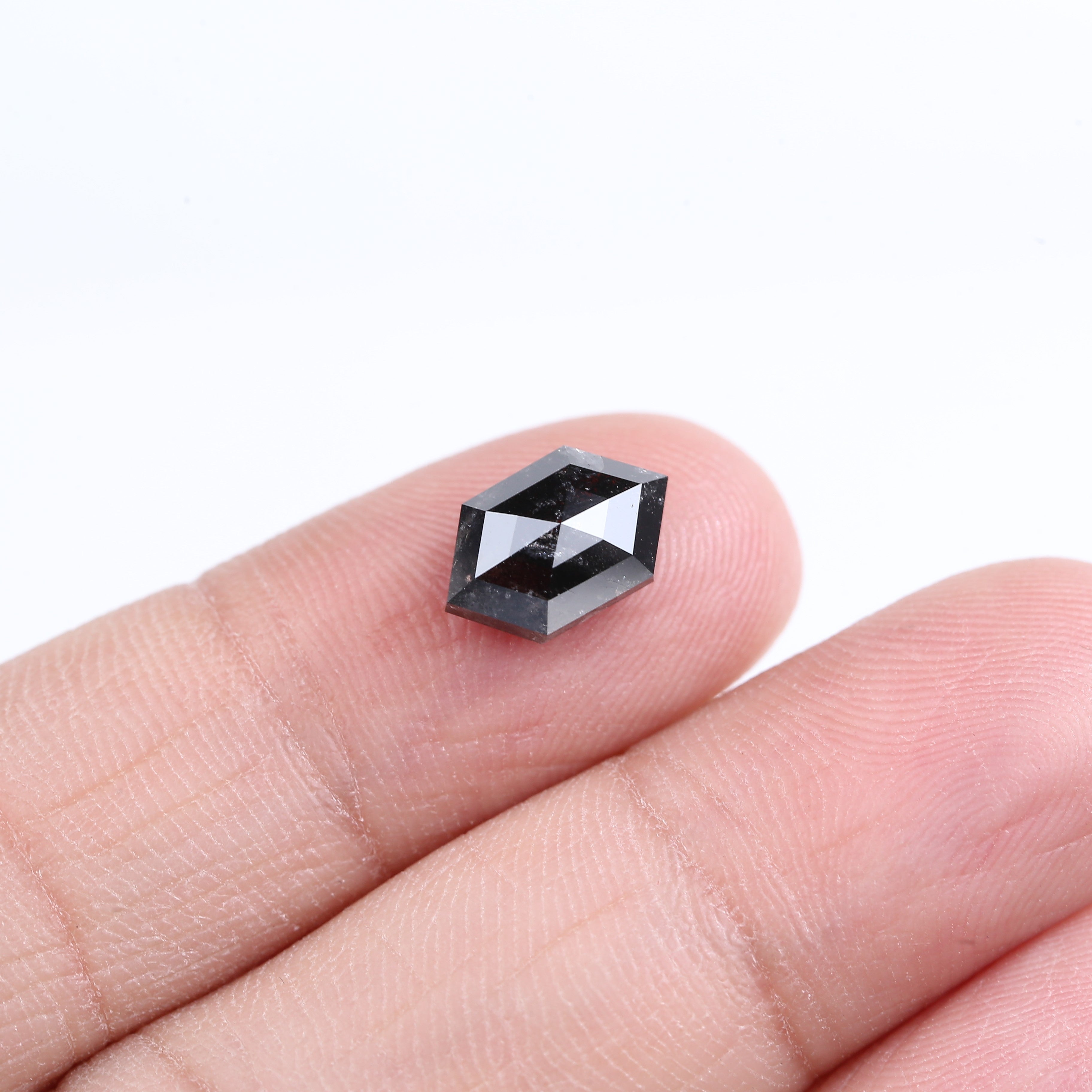 2.62 Carat Natural Black Hexagon Cut Salt And Pepper Diamond 10.59 MM