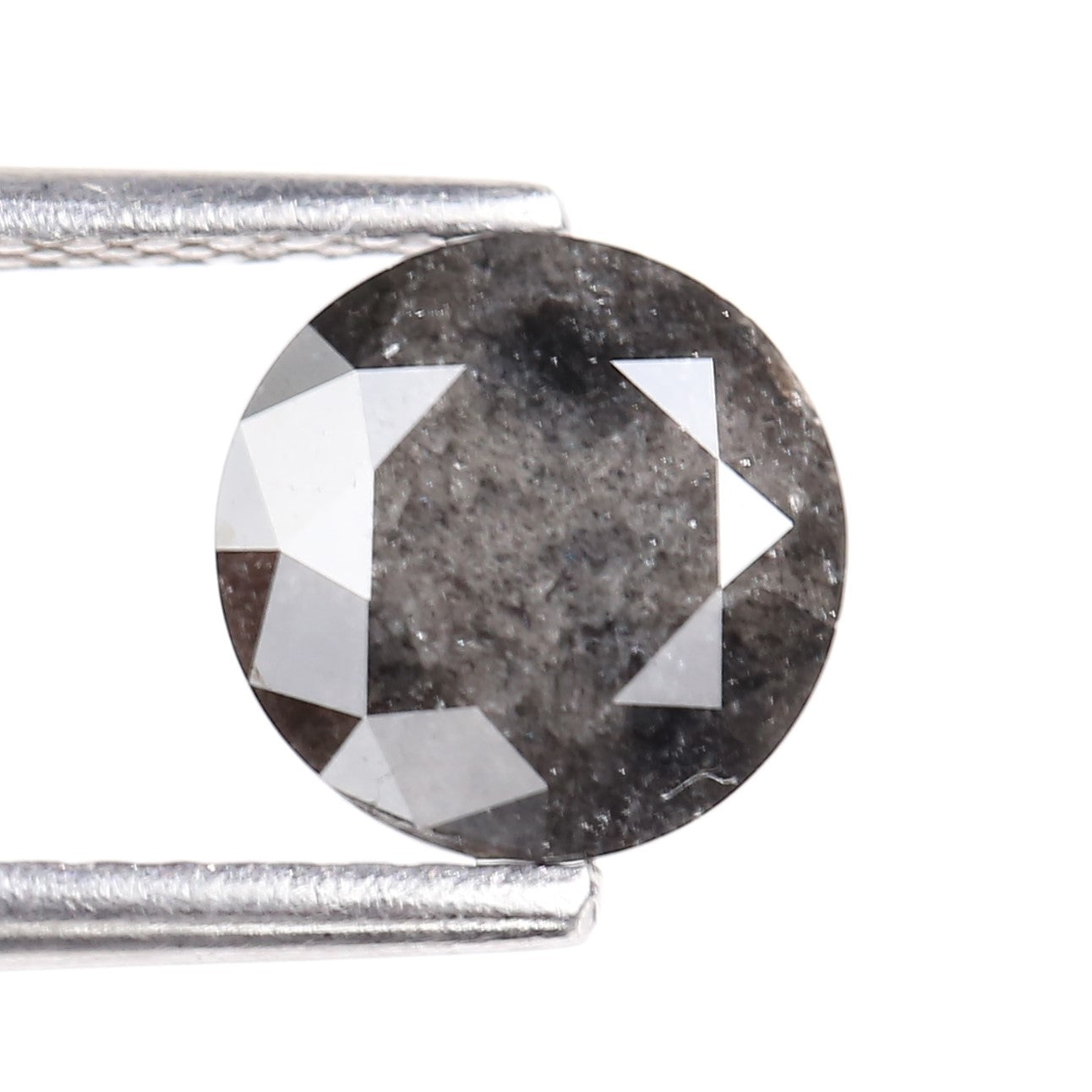 1.28 Carat Natural Gray Round Cut Salt and Pepper Diamond 6.95 MM
