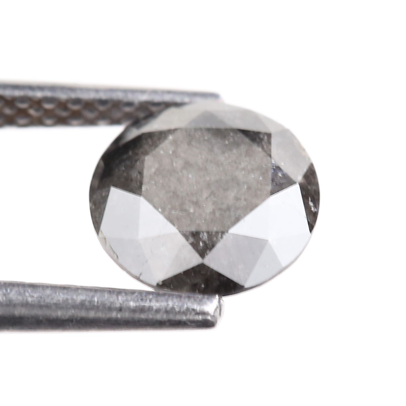 1.28 Carat Natural Gray Round Cut Salt and Pepper Diamond 6.95 MM