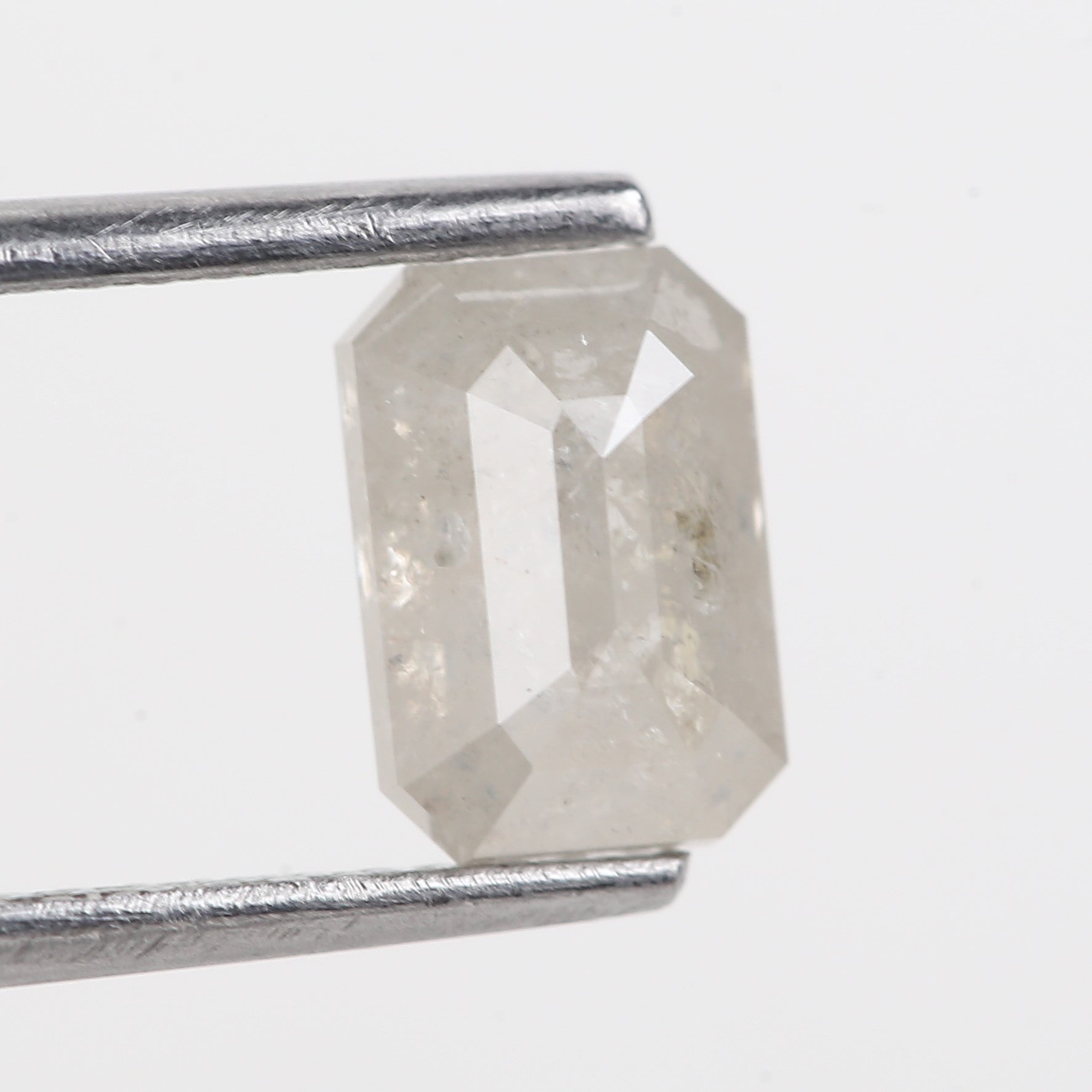 1.30 Carat Salt and Pepper Emerald Cut White Gray Natural Diamond 7.41 MM