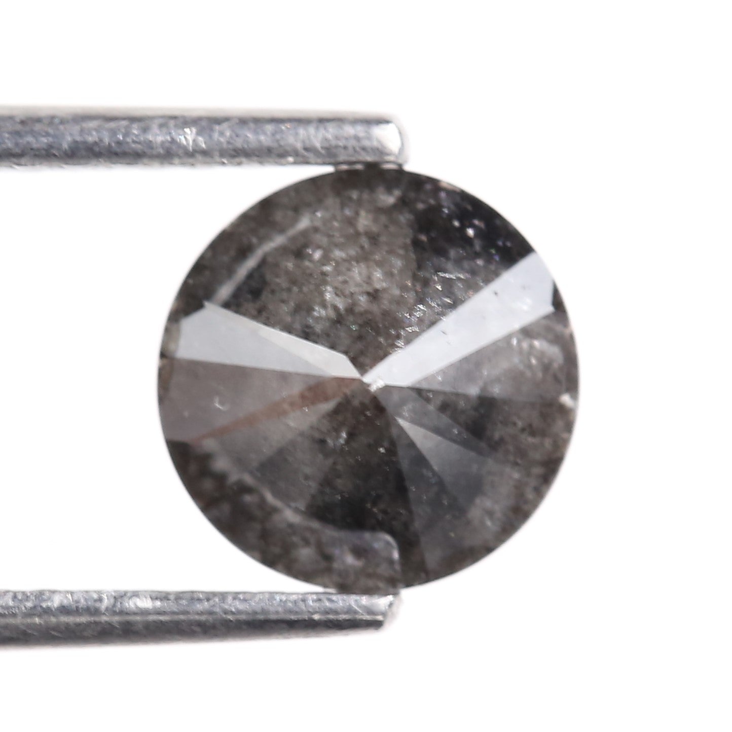 1.28 Carat Natural Gray Round Cut Salt and Pepper Diamond 6.95 MM