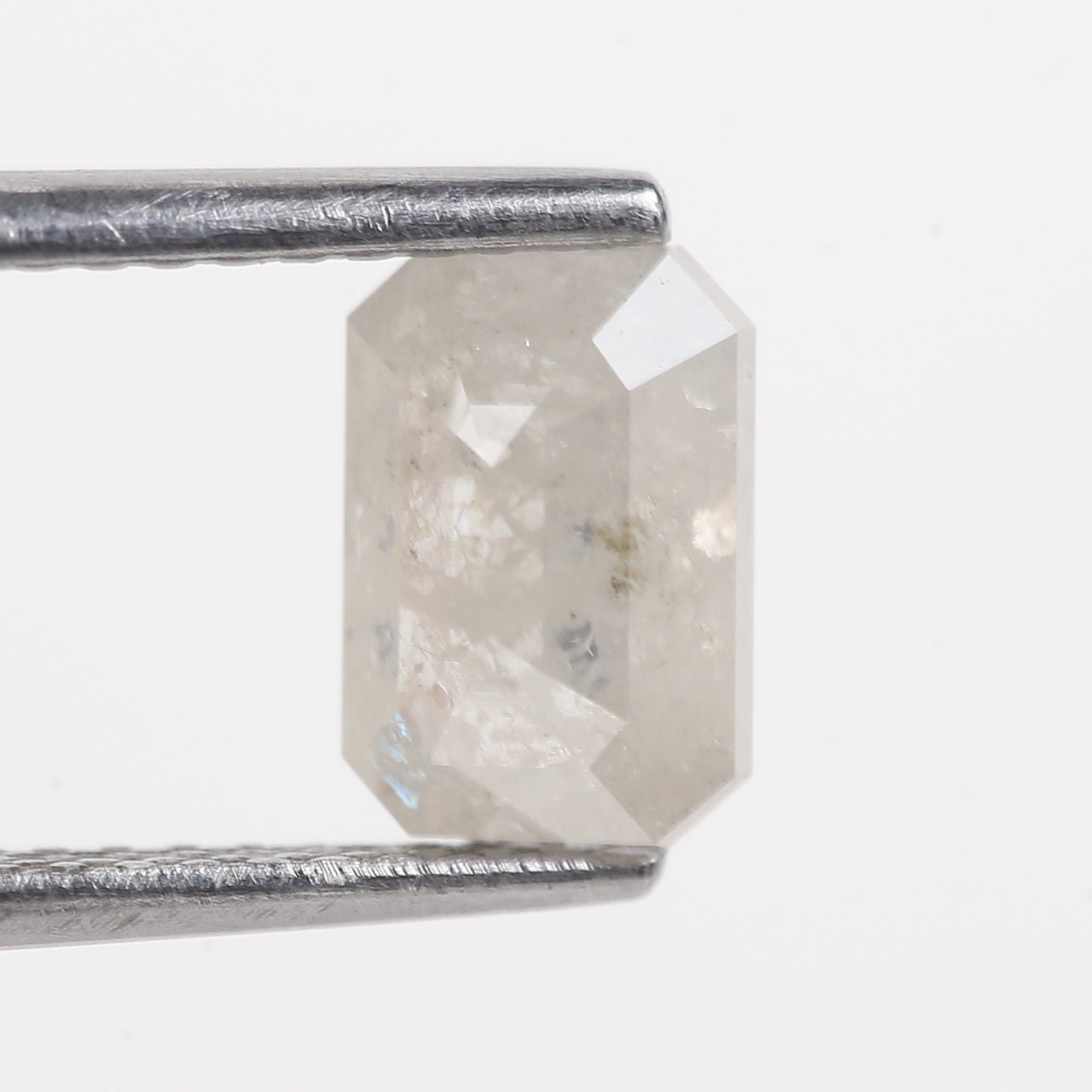 1.30 Carat Salt and Pepper Emerald Cut White Gray Natural Diamond 7.41 MM