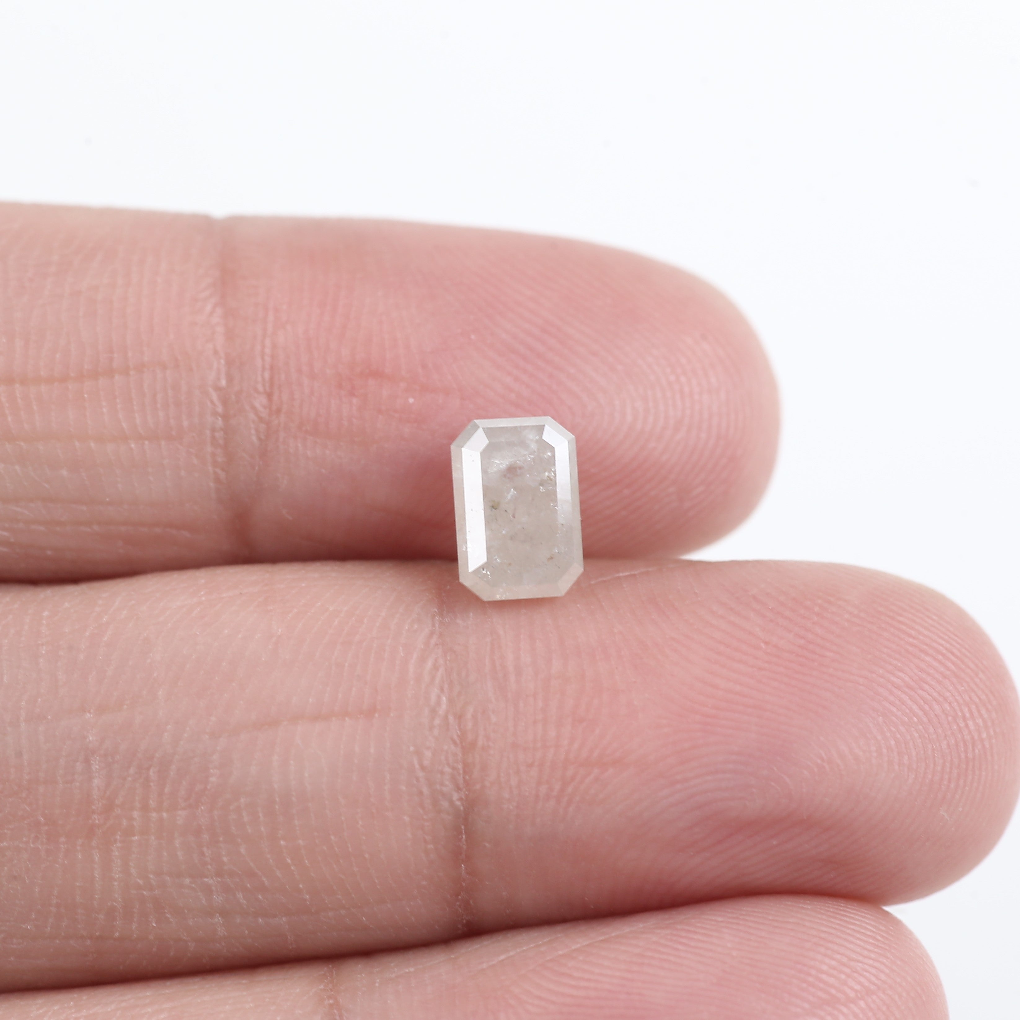 1.30 Carat Salt and Pepper Emerald Cut White Gray Natural Diamond 7.41 MM