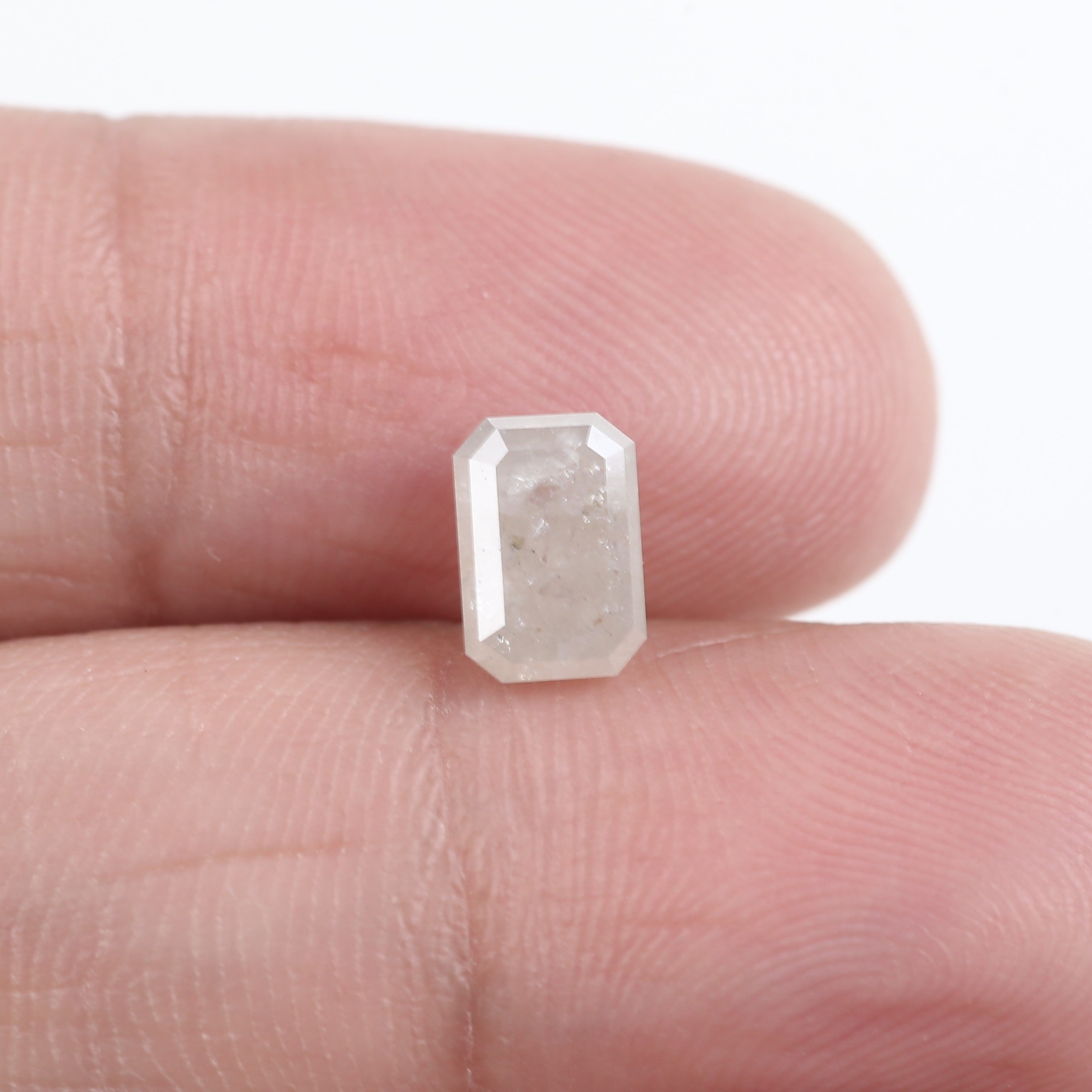 1.30 Carat Salt and Pepper Emerald Cut White Gray Natural Diamond 7.41 MM