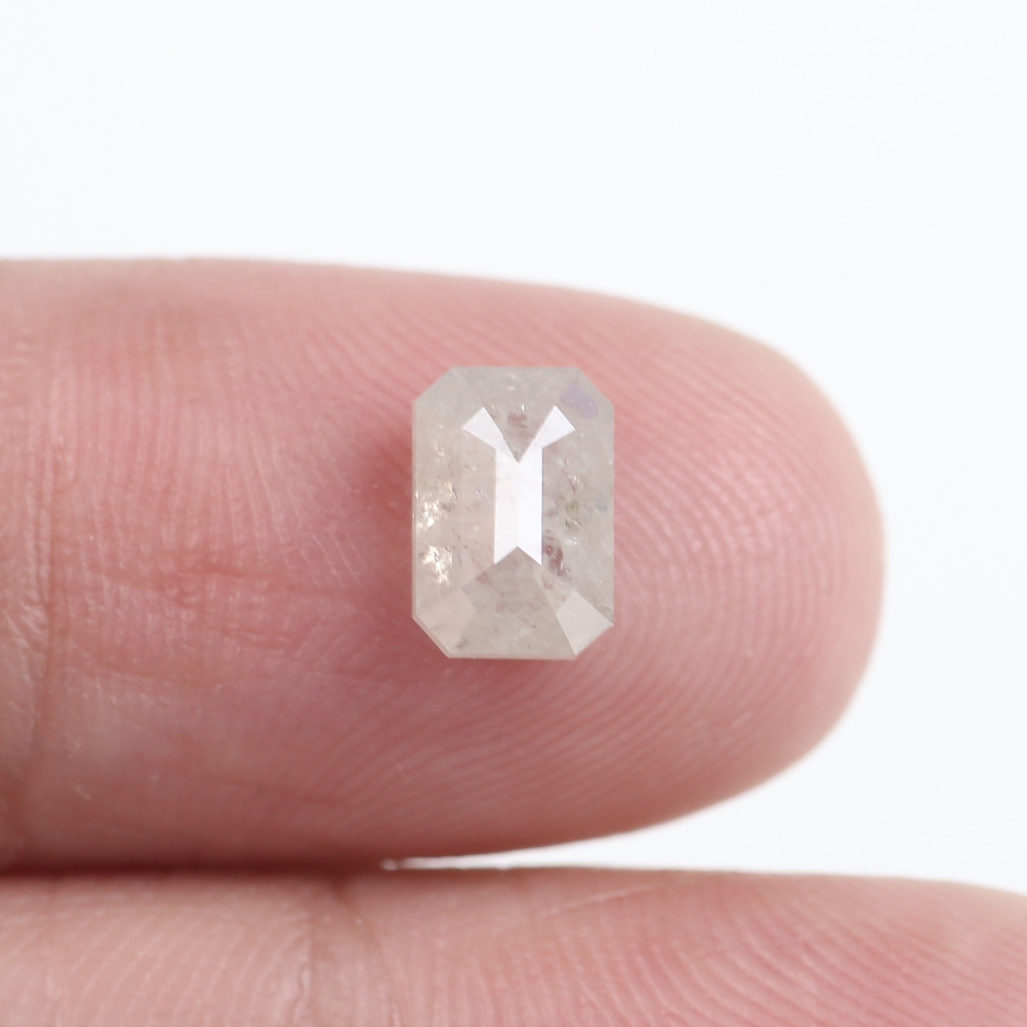 1.30 Carat Salt and Pepper Emerald Cut White Gray Natural Diamond 7.41 MM