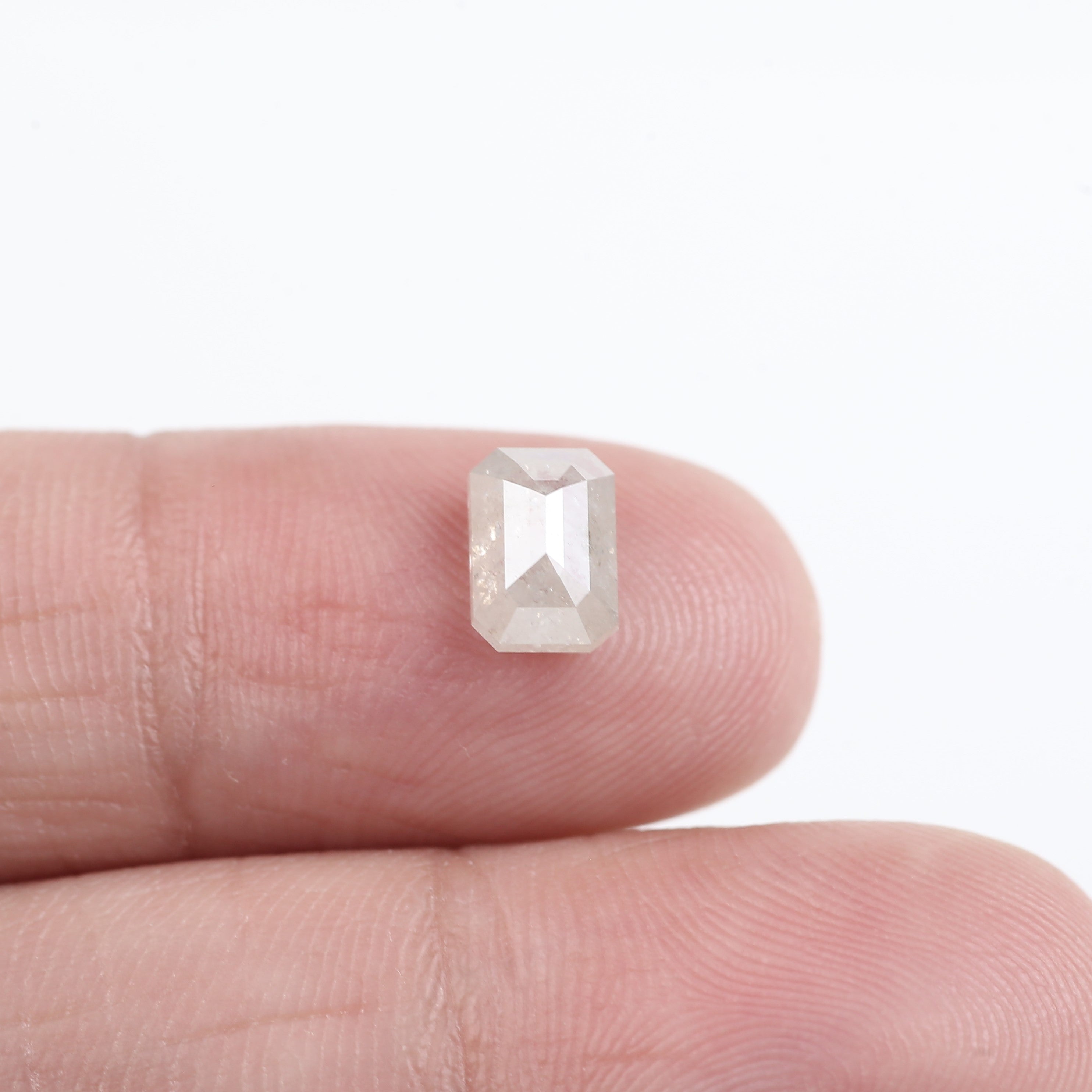 1.30 Carat Salt and Pepper Emerald Cut White Gray Natural Diamond 7.41 MM