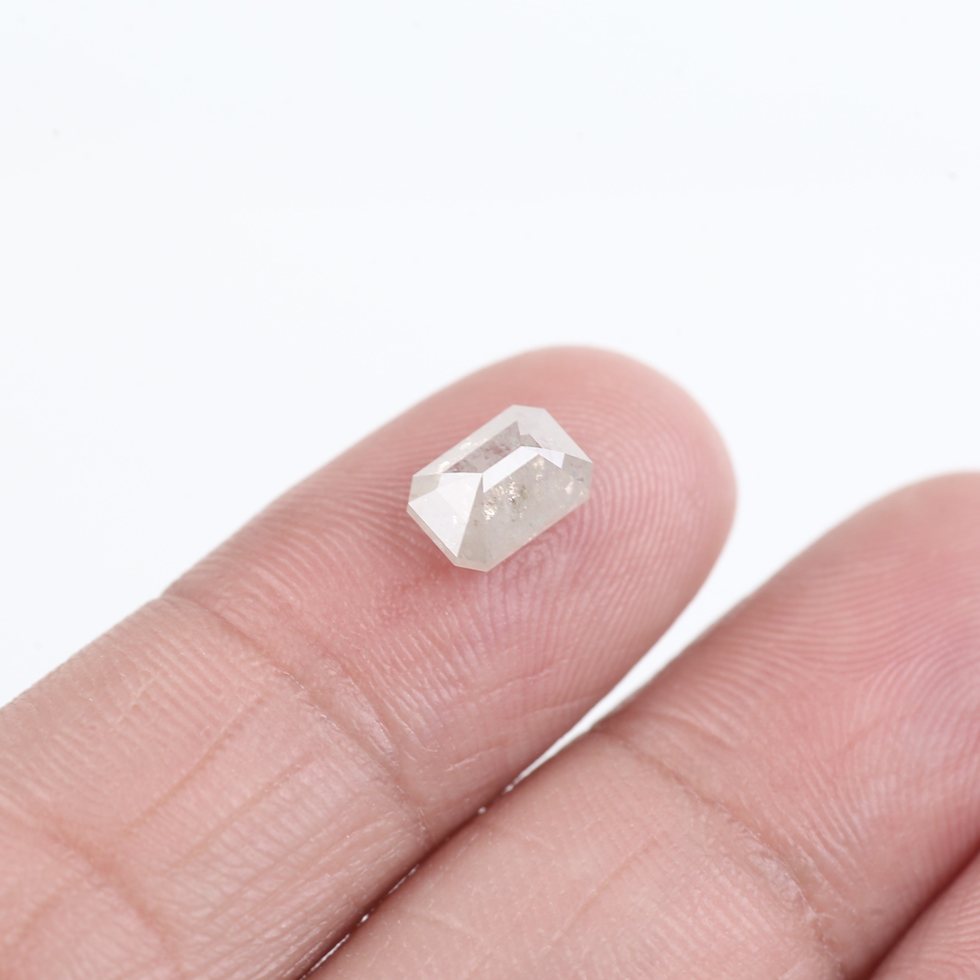 1.30 Carat Salt and Pepper Emerald Cut White Gray Natural Diamond 7.41 MM