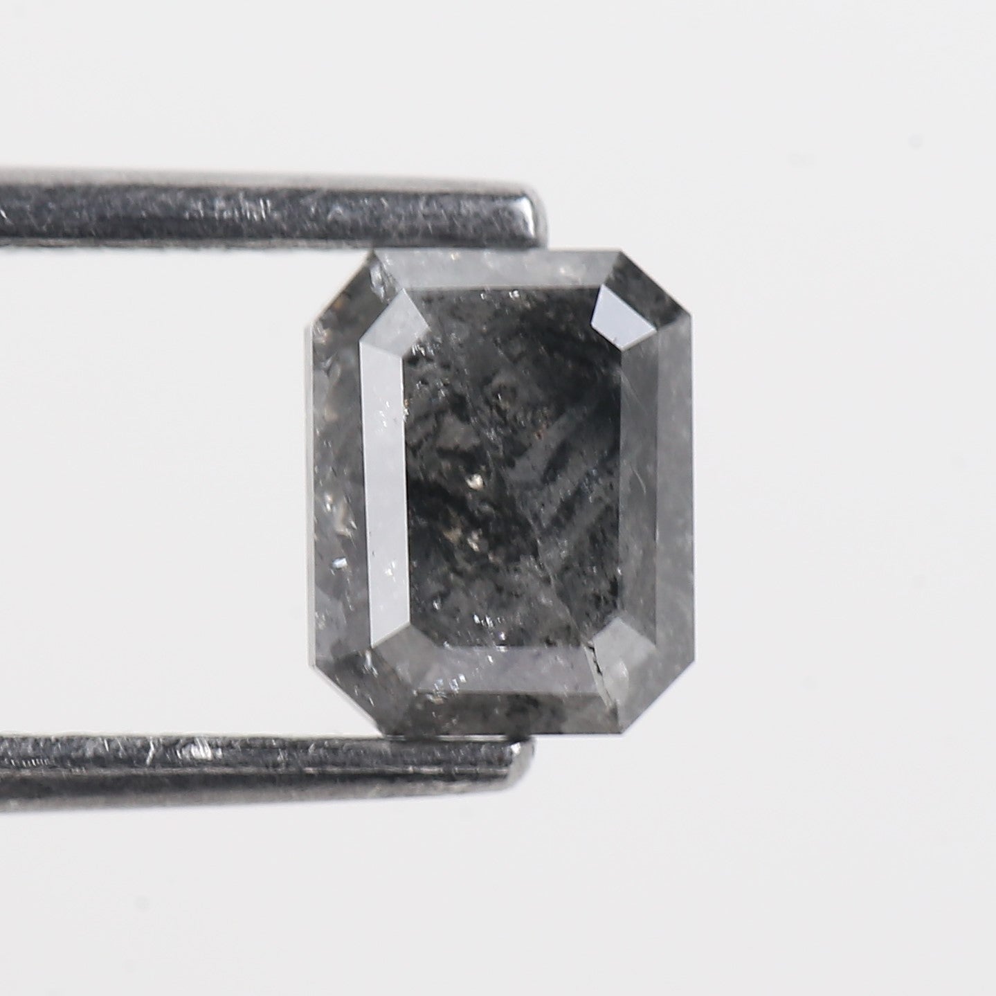 1.34 Carat Grey Color Emerald Cut Salt And Pepper Natural Diamond 6.17 MM