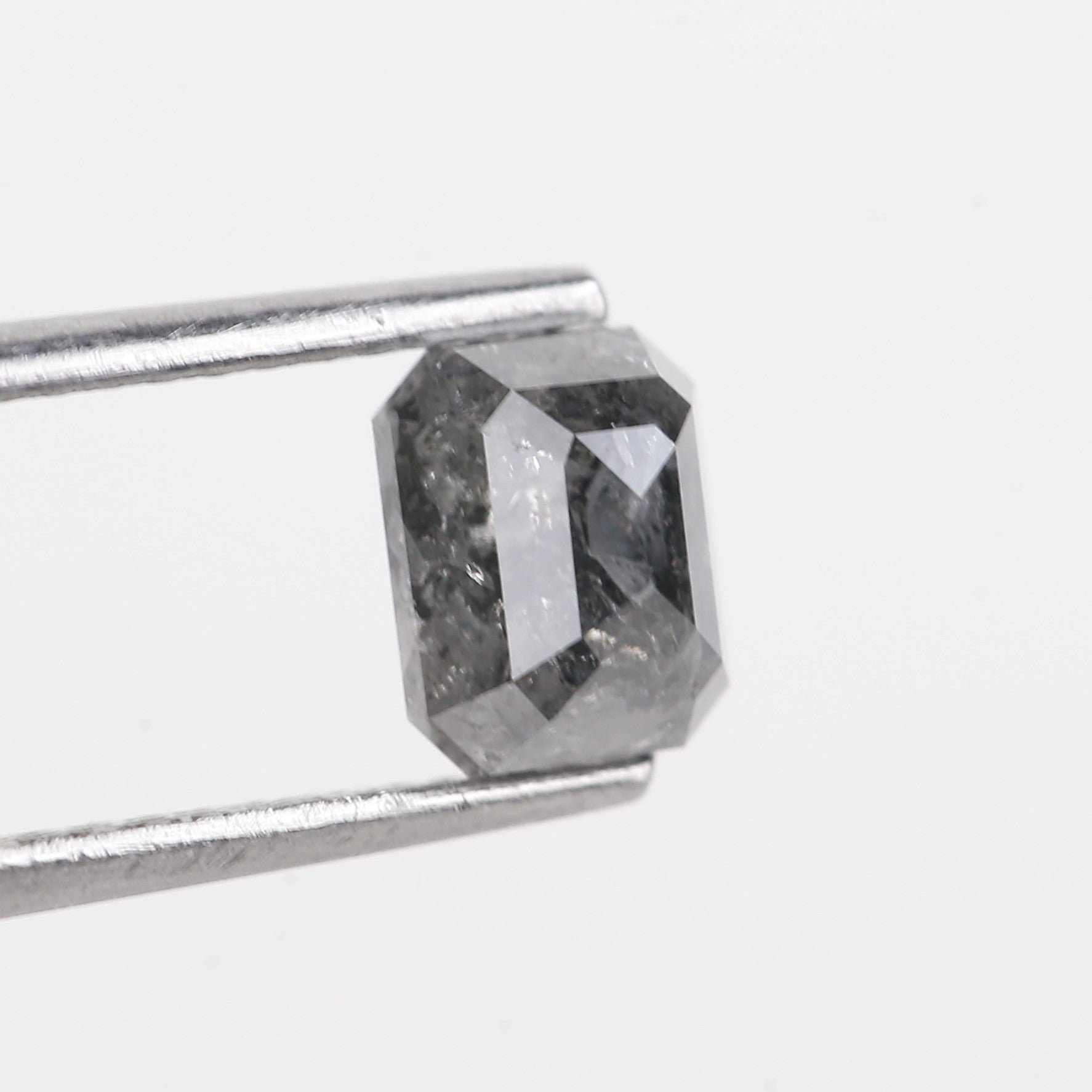 1.34 Carat Grey Color Emerald Cut Salt And Pepper Natural Diamond 6.17 MM