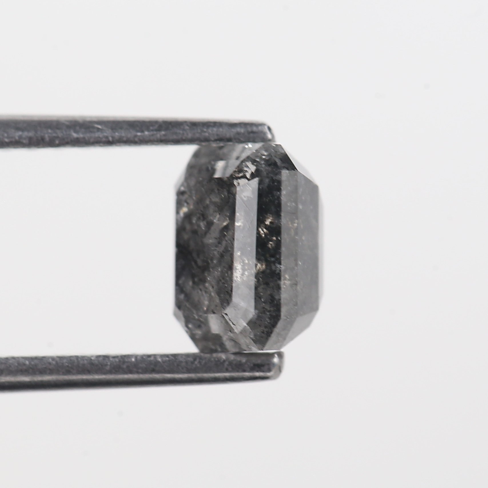 1.34 Carat Grey Color Emerald Cut Salt And Pepper Natural Diamond 6.17 MM