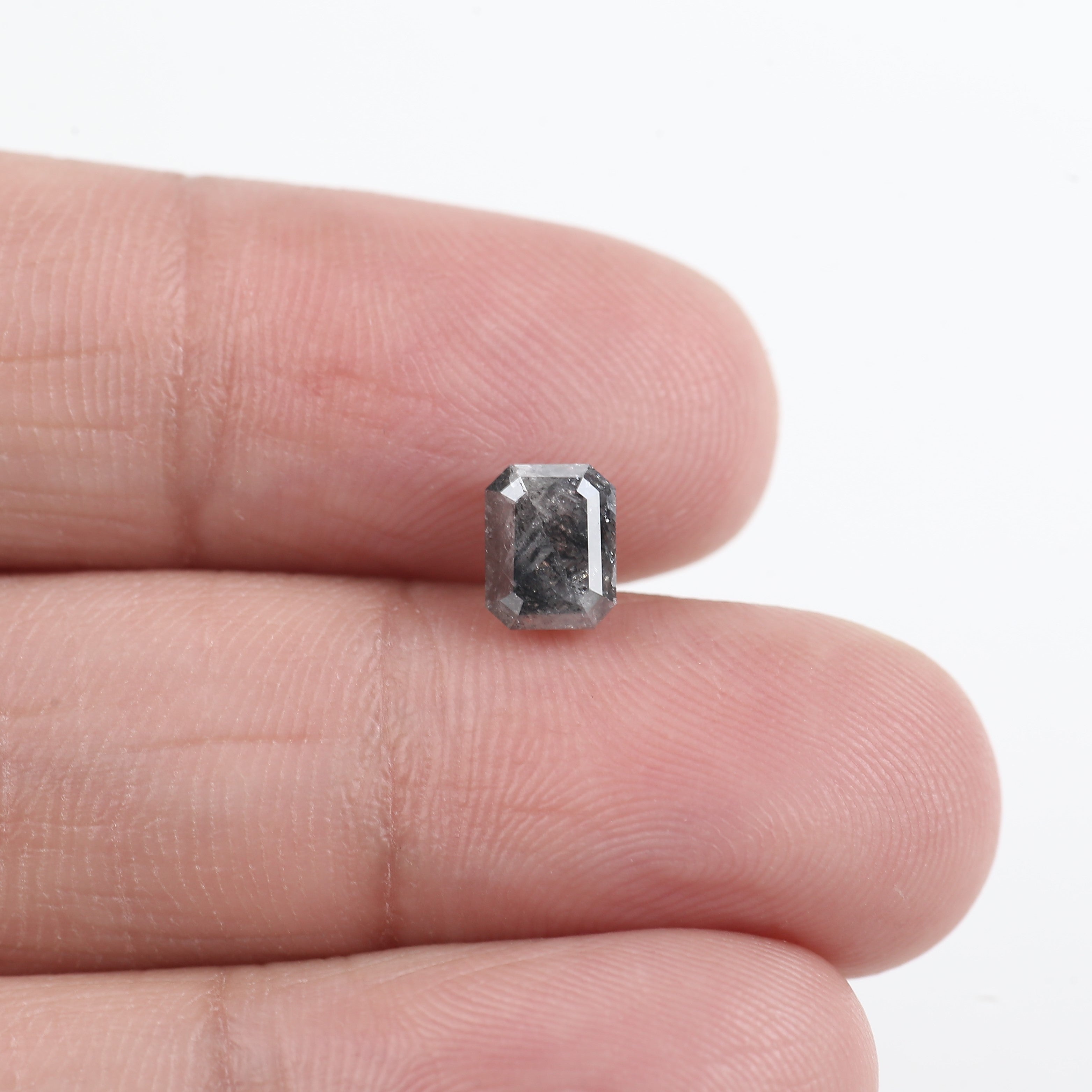 1.34 Carat Grey Color Emerald Cut Salt And Pepper Natural Diamond 6.17 MM