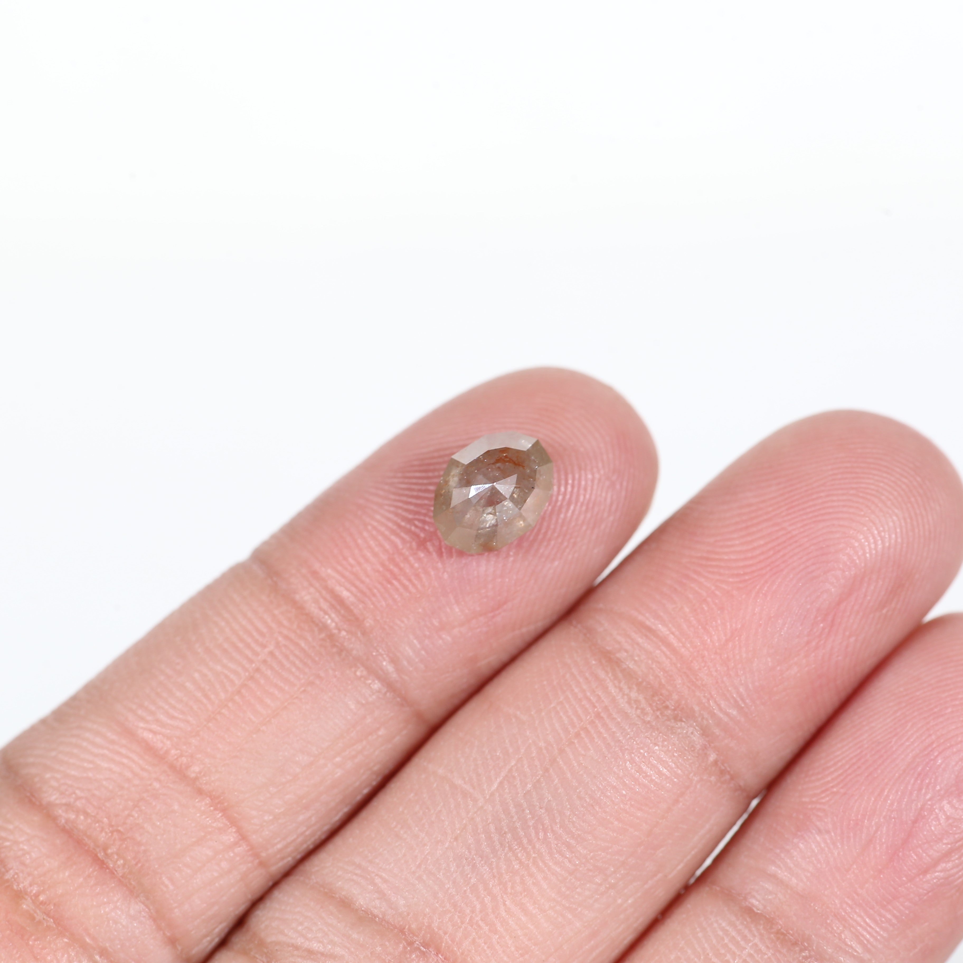 1.8 Carat Step Cut Oval Salt and Pepper Diamond 8.1 MM